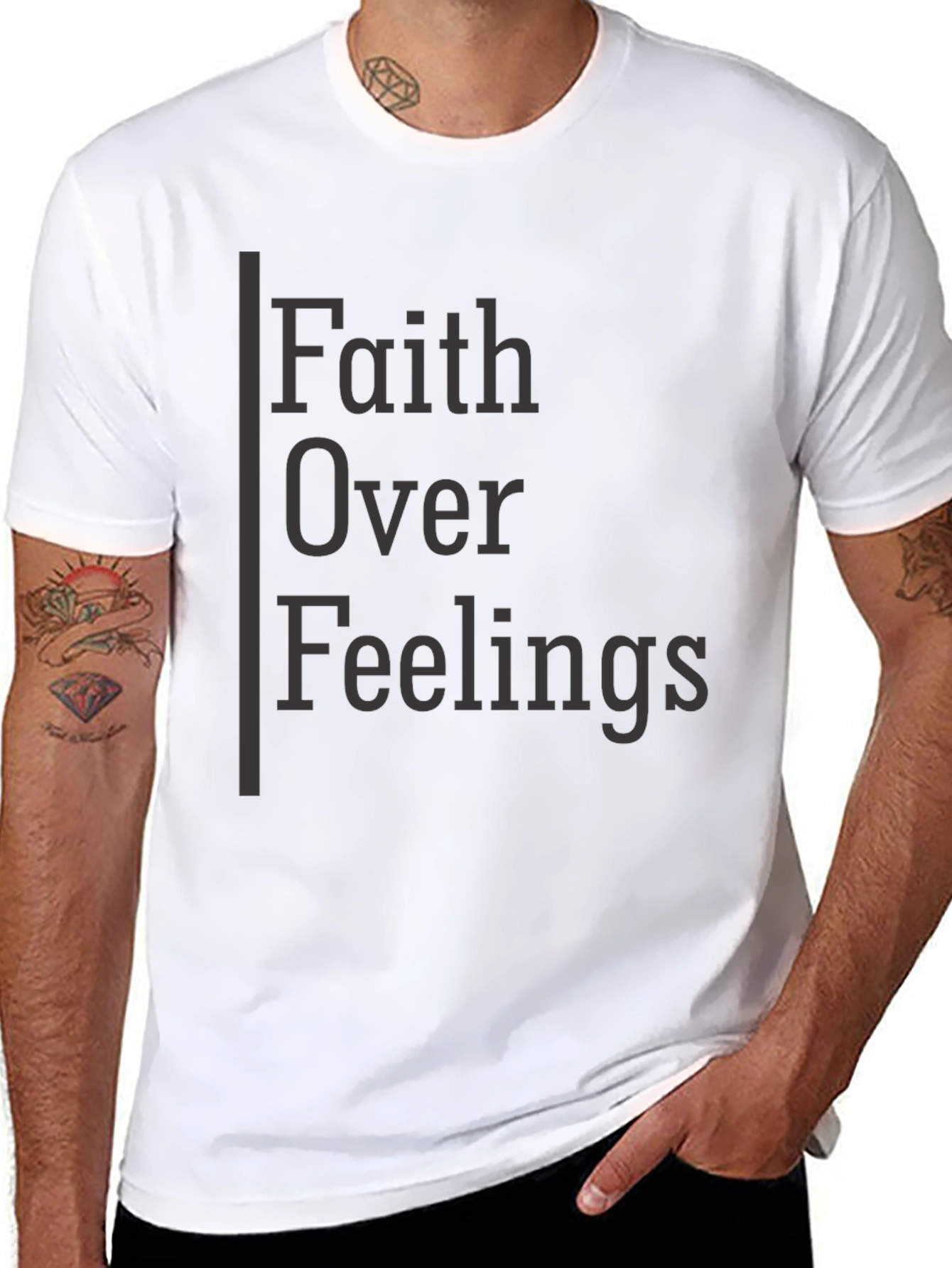 Faith Over Feelings Graphic Tee - Black