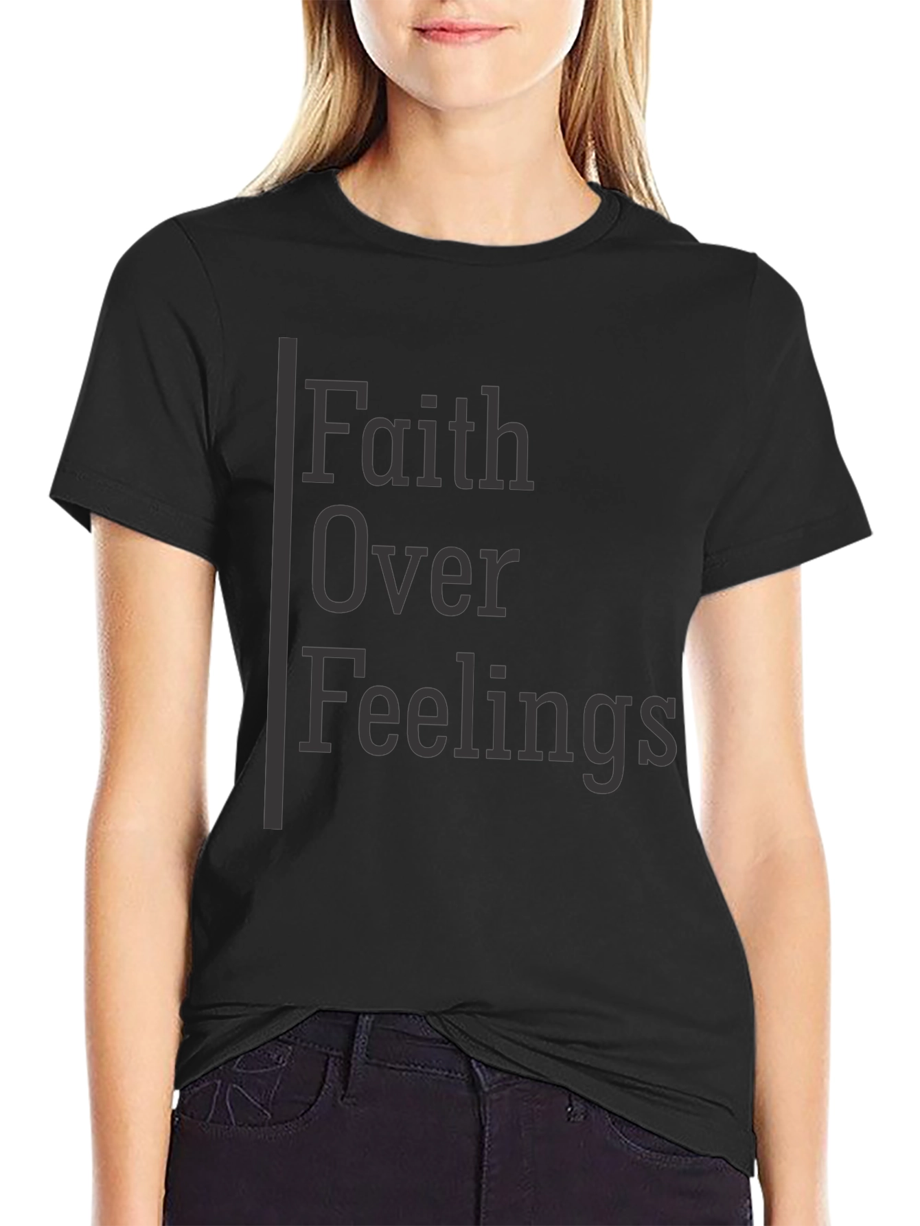 Faith Over Feelings Graphic Tee - Black