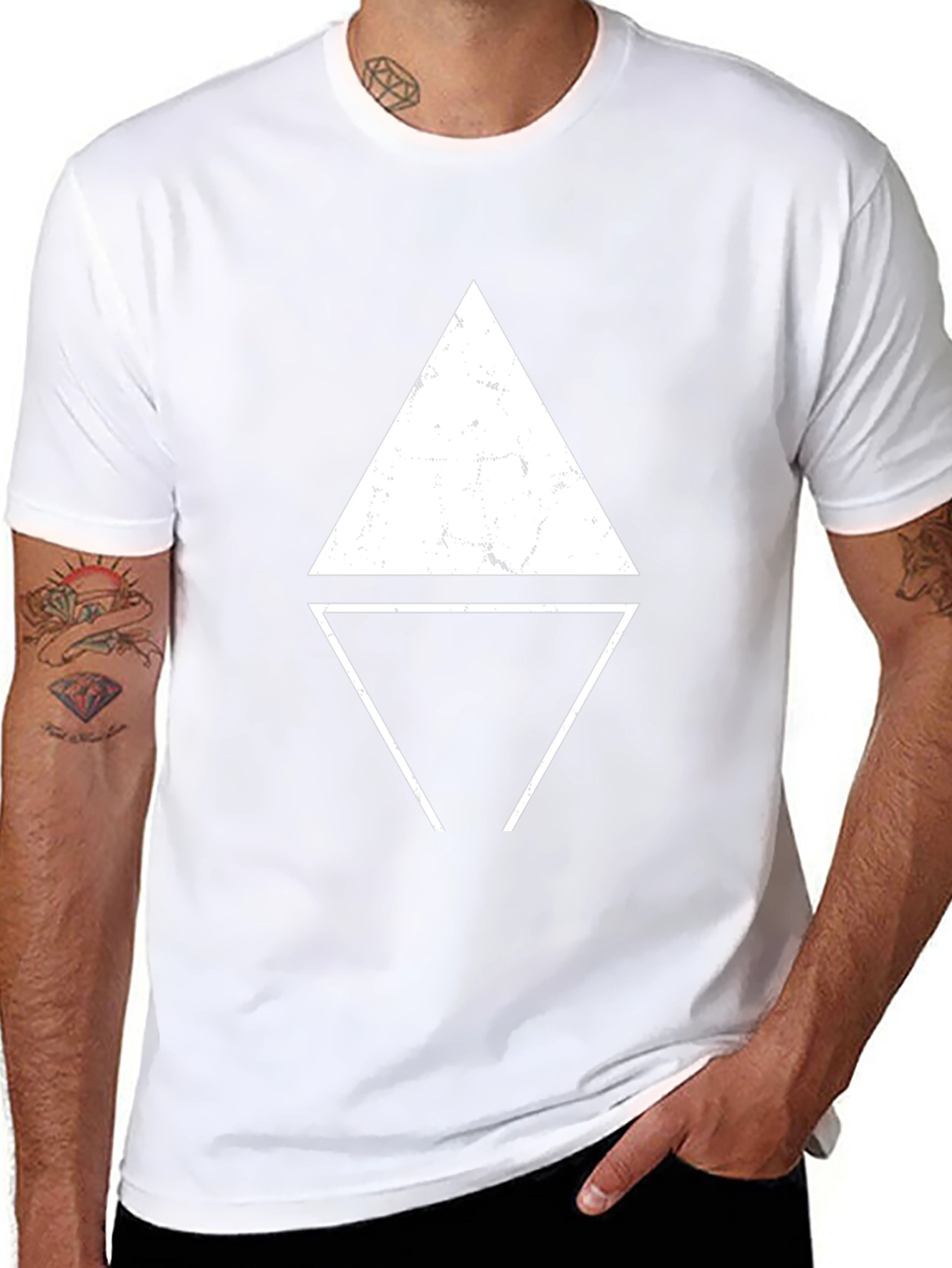 Geometric Triangle Graphic Black T-Shirt