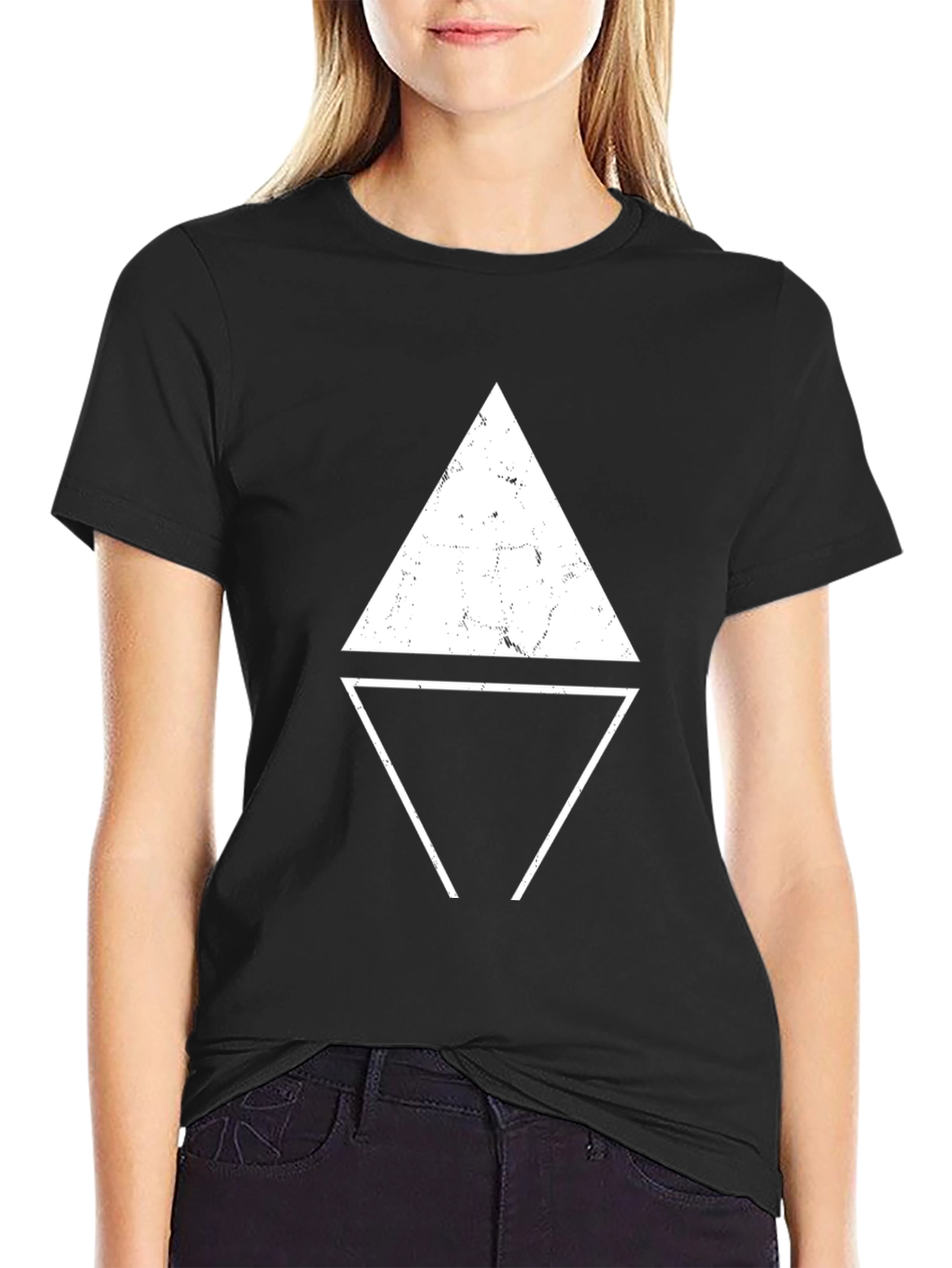 Geometric Triangle Graphic Black T-Shirt