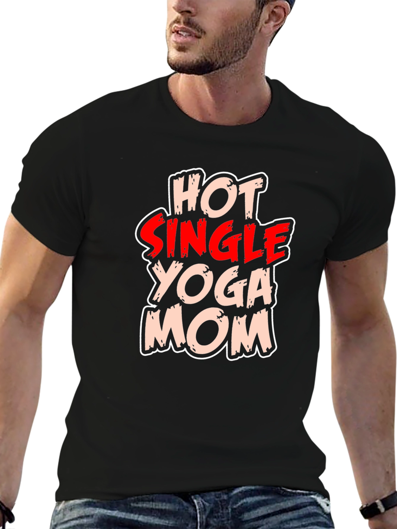Hot Single Yoga Mom T-Shirt - Black