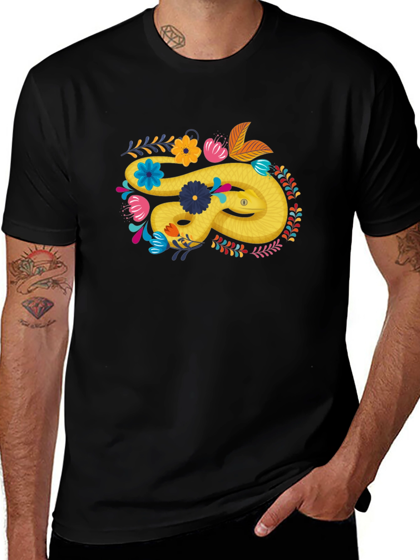 Floral Snake Graphic T-Shirt