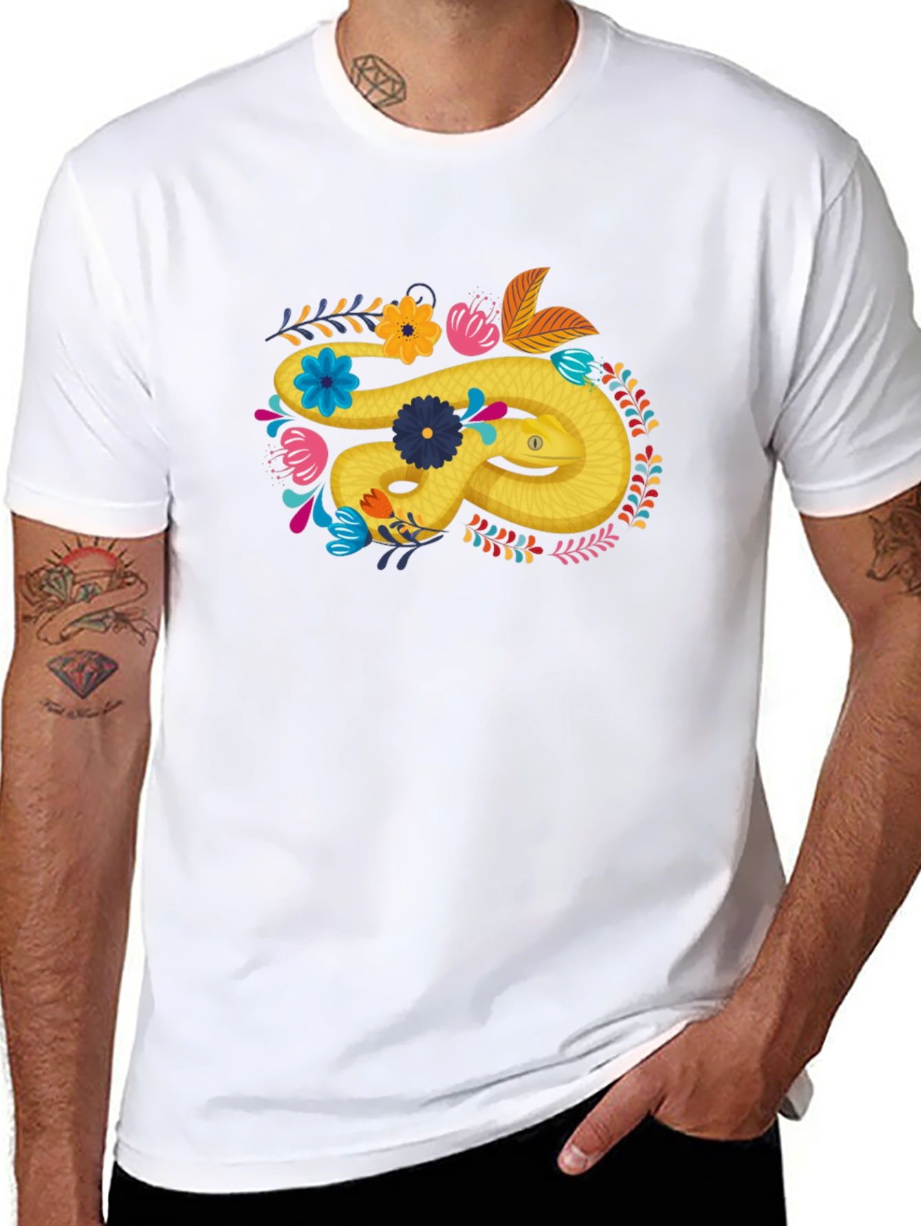 Floral Snake Graphic T-Shirt