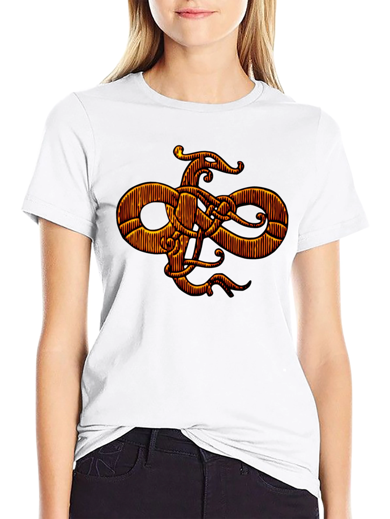 Stylized Graphic Print Black T-Shirt