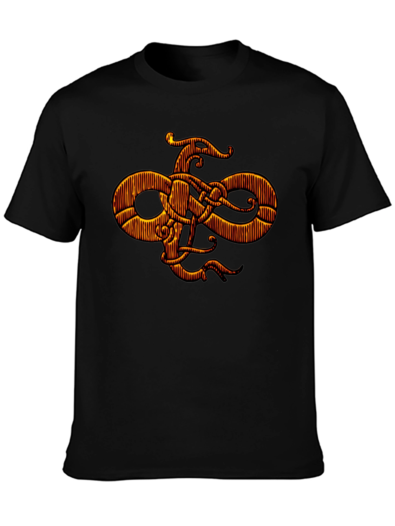 Stylized Graphic Print Black T-Shirt
