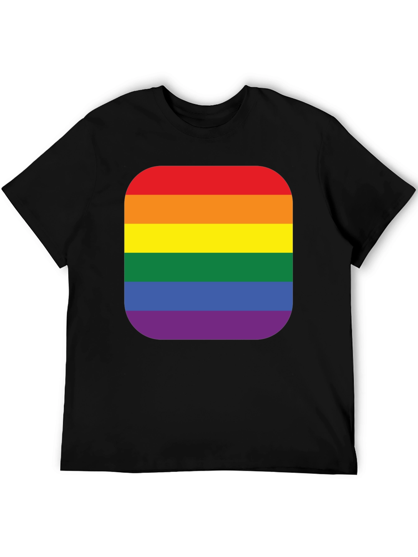 Pride Rainbow Stripe T-Shirt - Black Cotton Blend