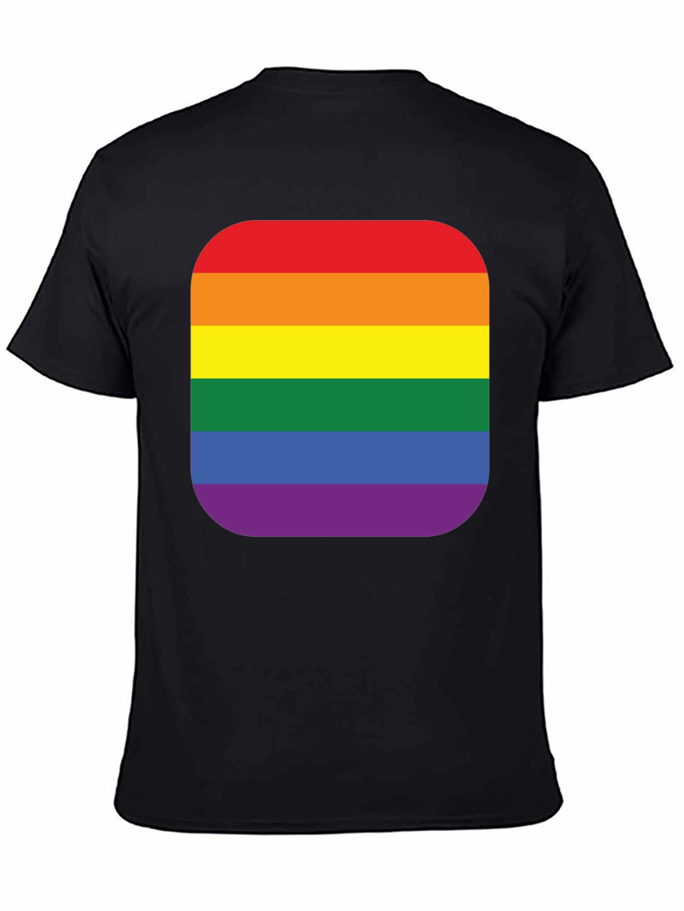 Pride Rainbow Stripe T-Shirt - Black Cotton Blend