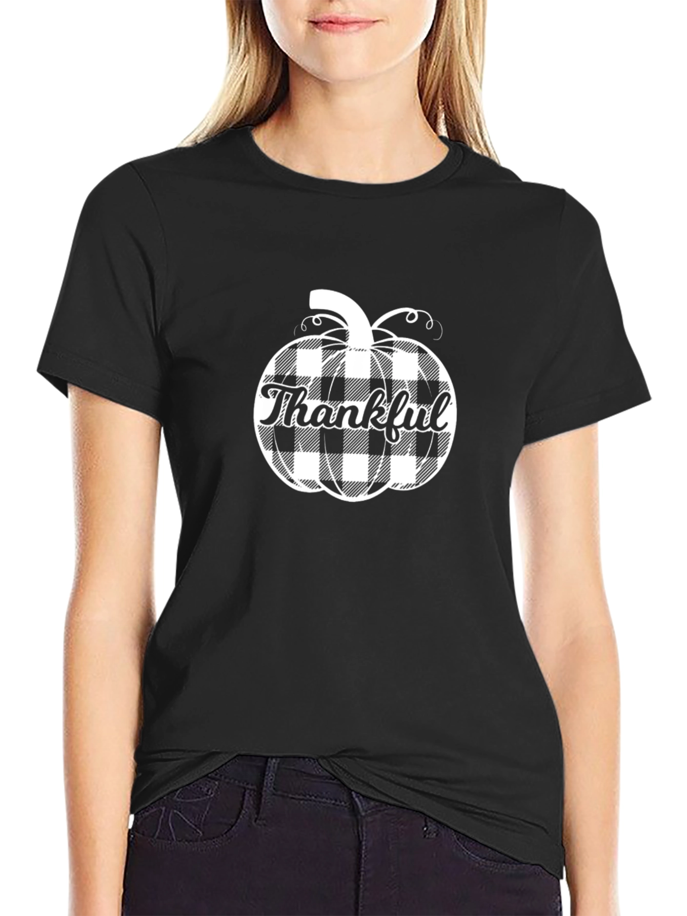 Thankful Pumpkin Plaid T-Shirt