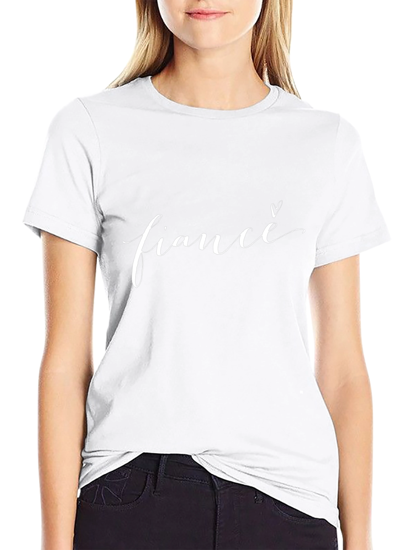 Fiancé T-Shirt - Stylish Script Heart Tee
