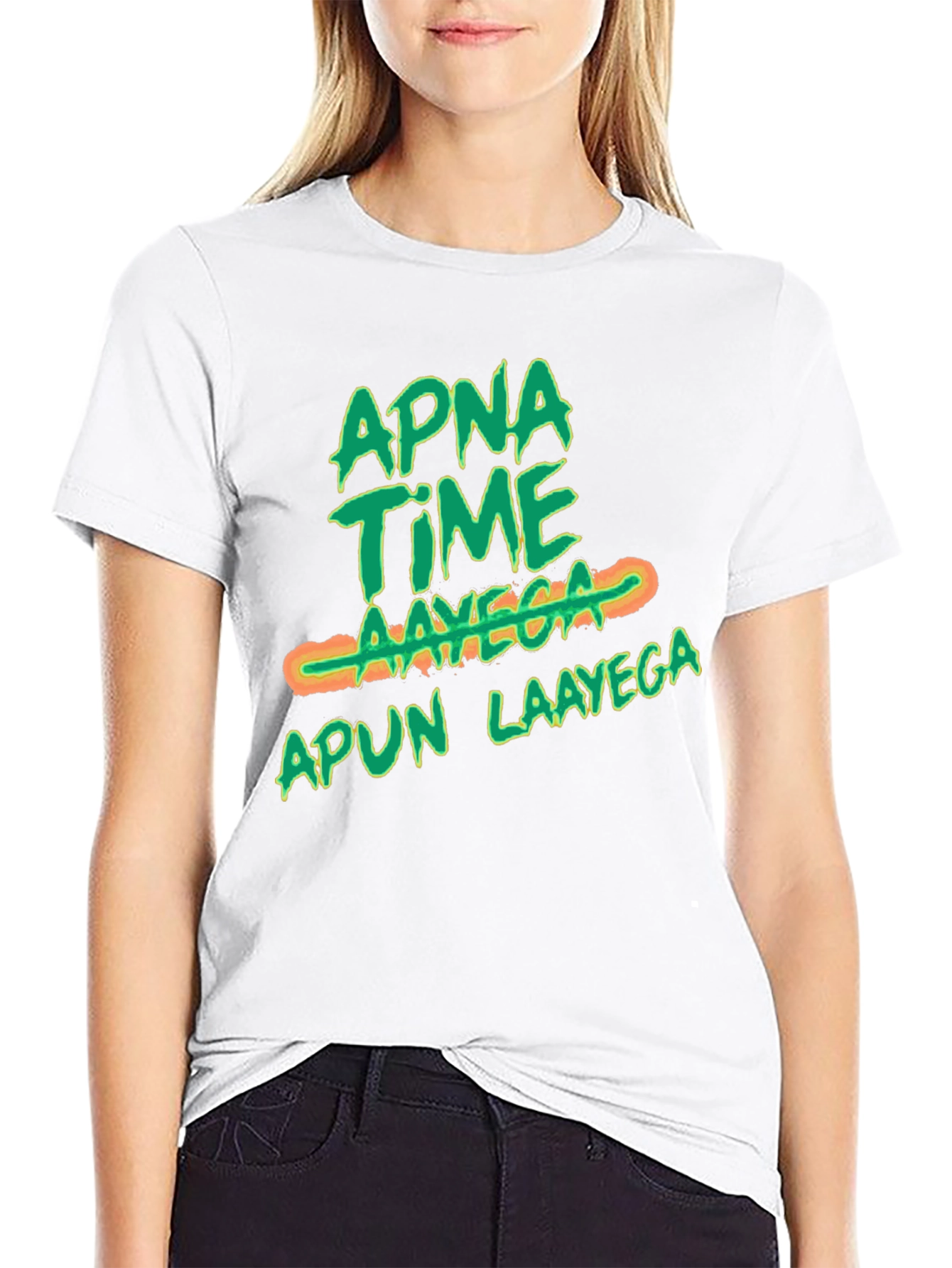 Apna Time Aayega Graphic Print Black T-Shirt
