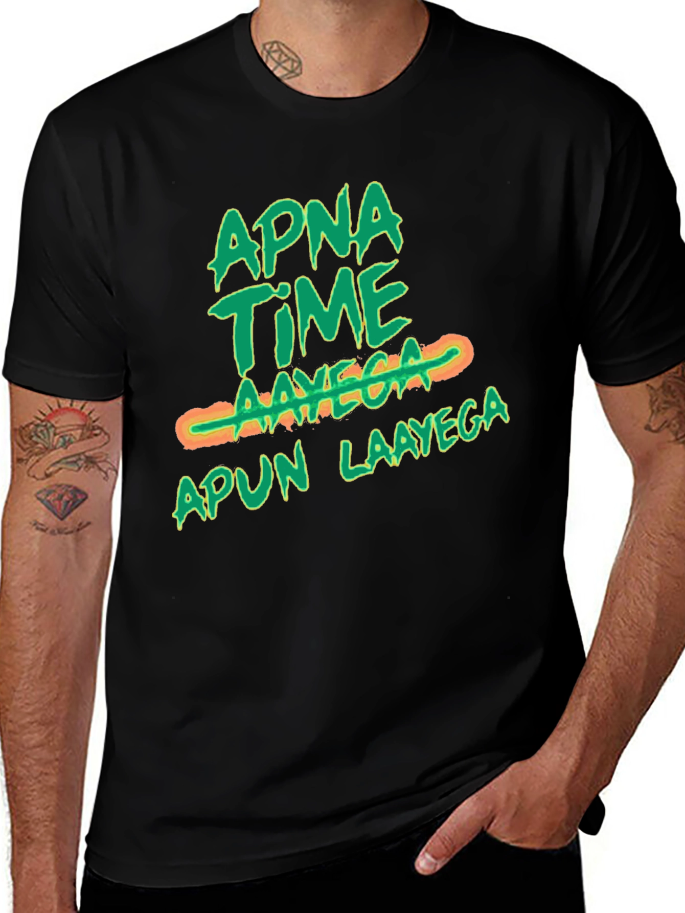 Apna Time Aayega Graphic Print Black T-Shirt