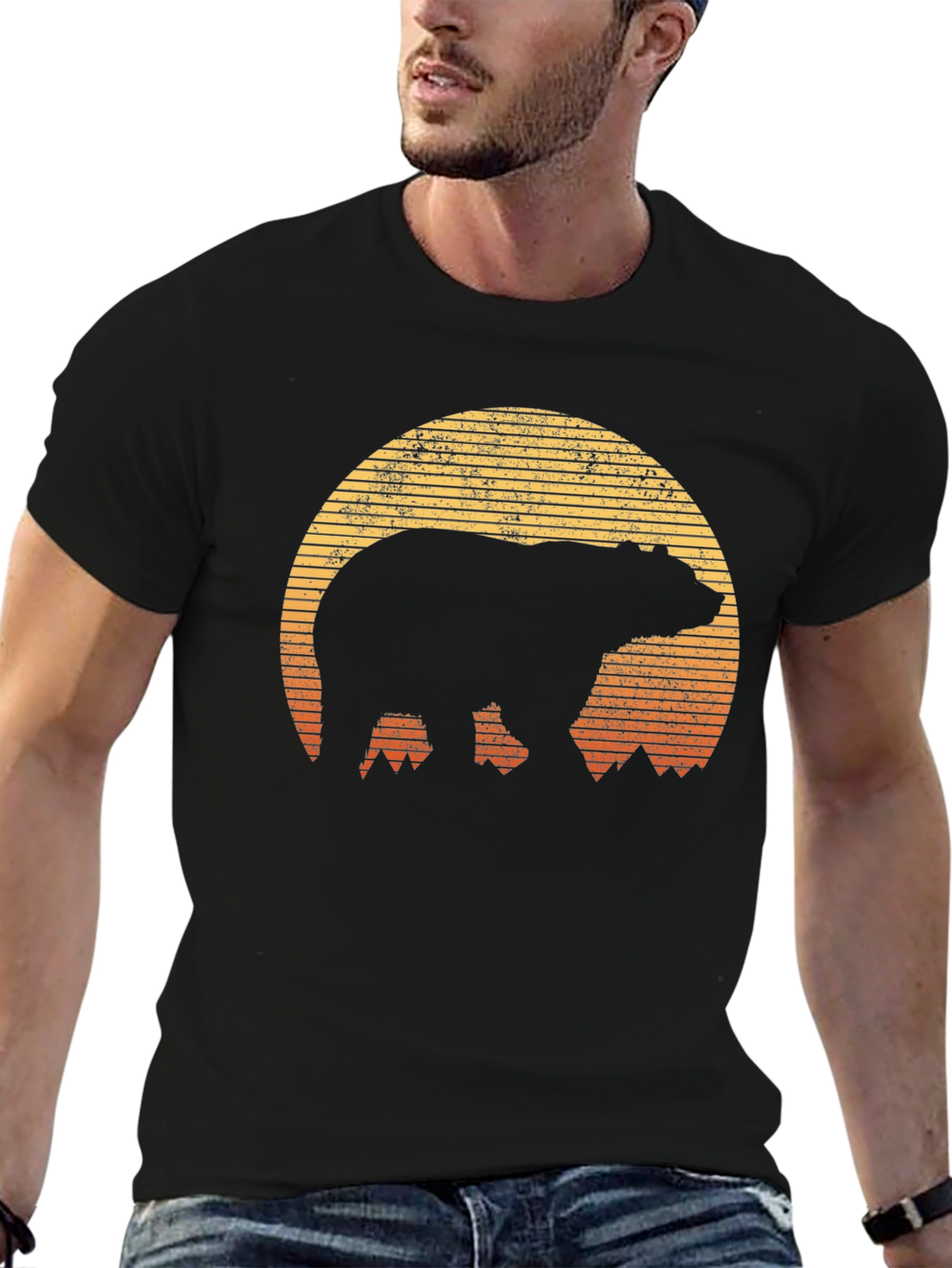 Bear Sunset Graphic T-Shirt - Outdoor Adventure Style