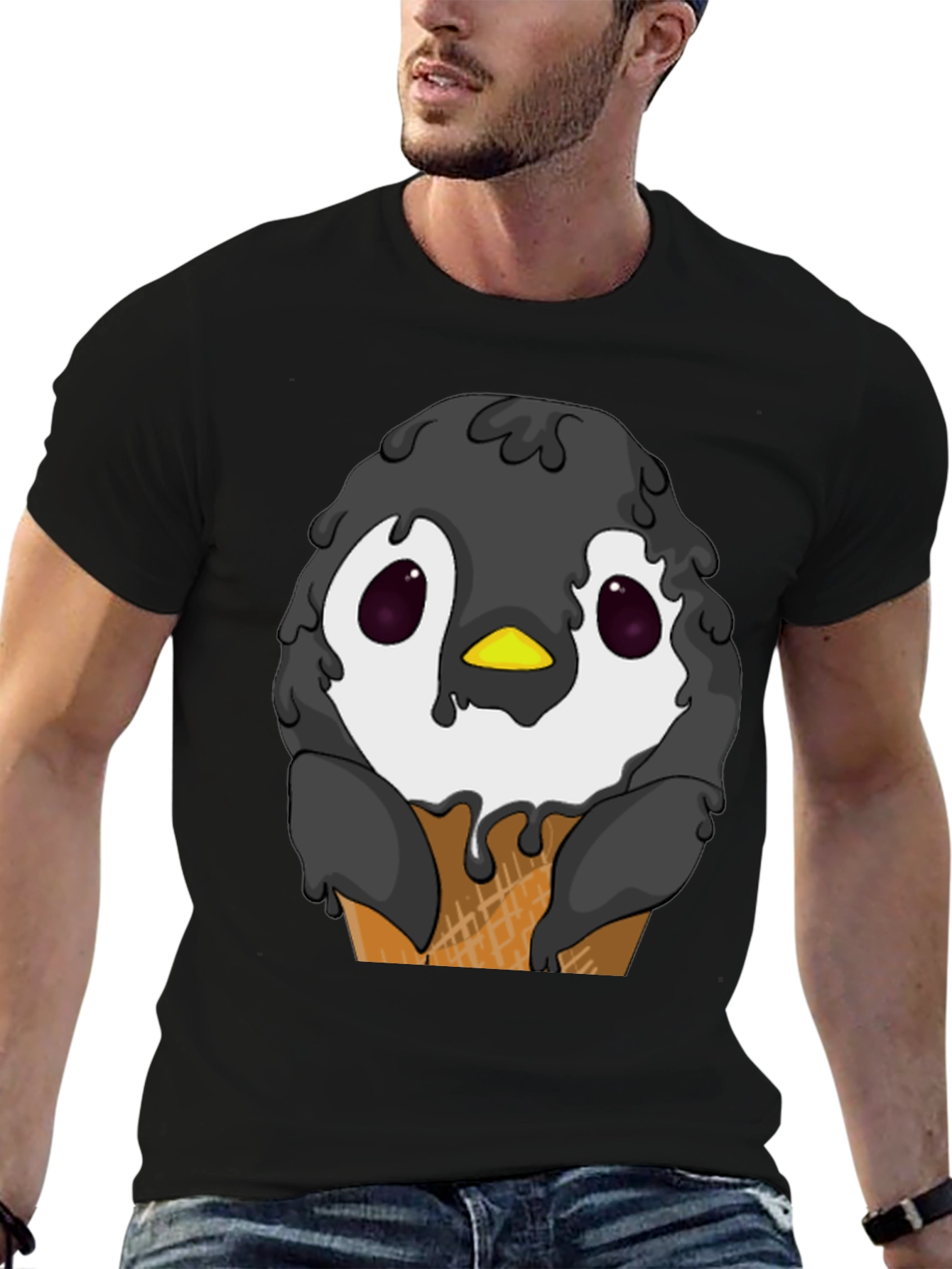 Penguin Ice Cream Cone Graphic T-Shirt