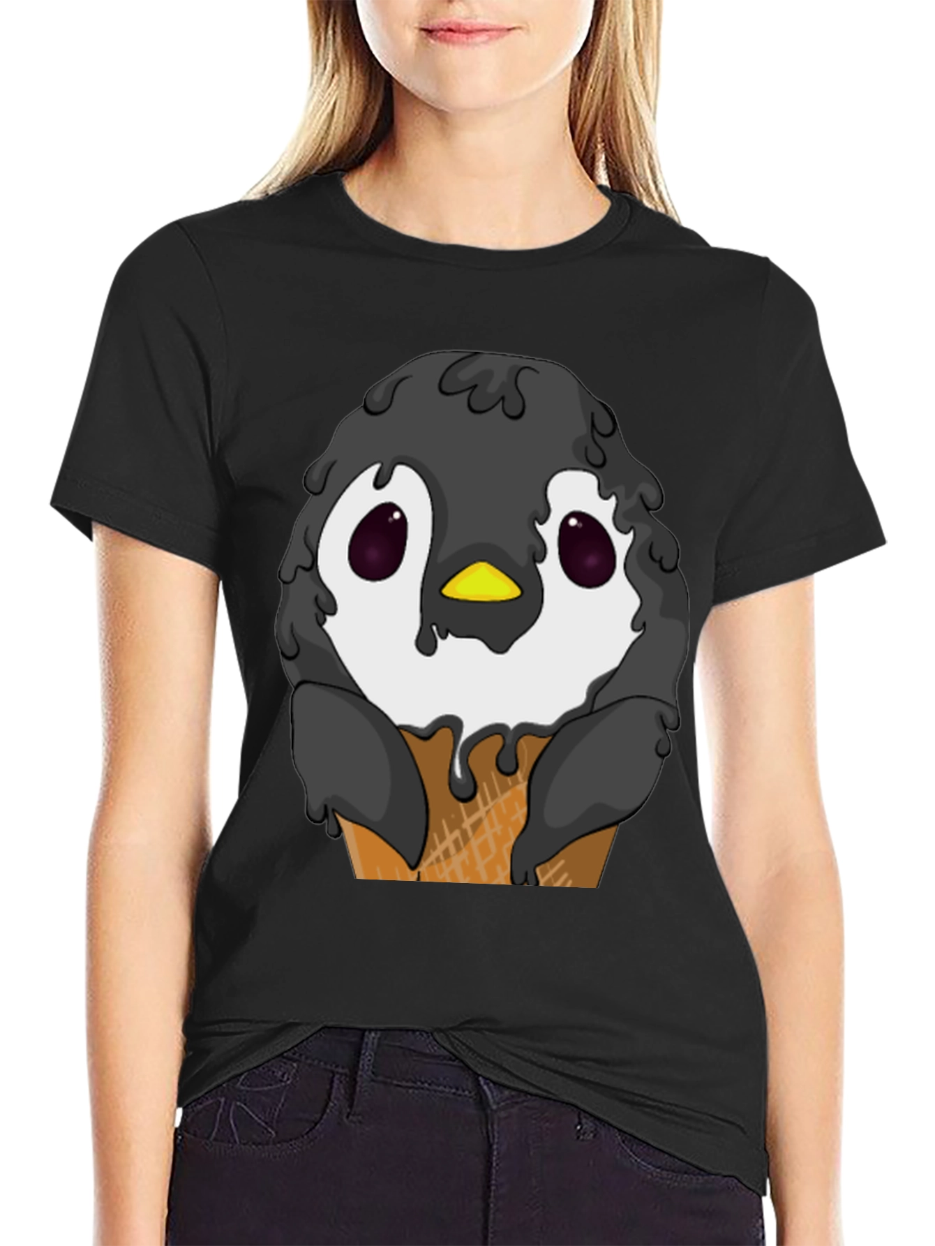 Penguin Ice Cream Cone Graphic T-Shirt