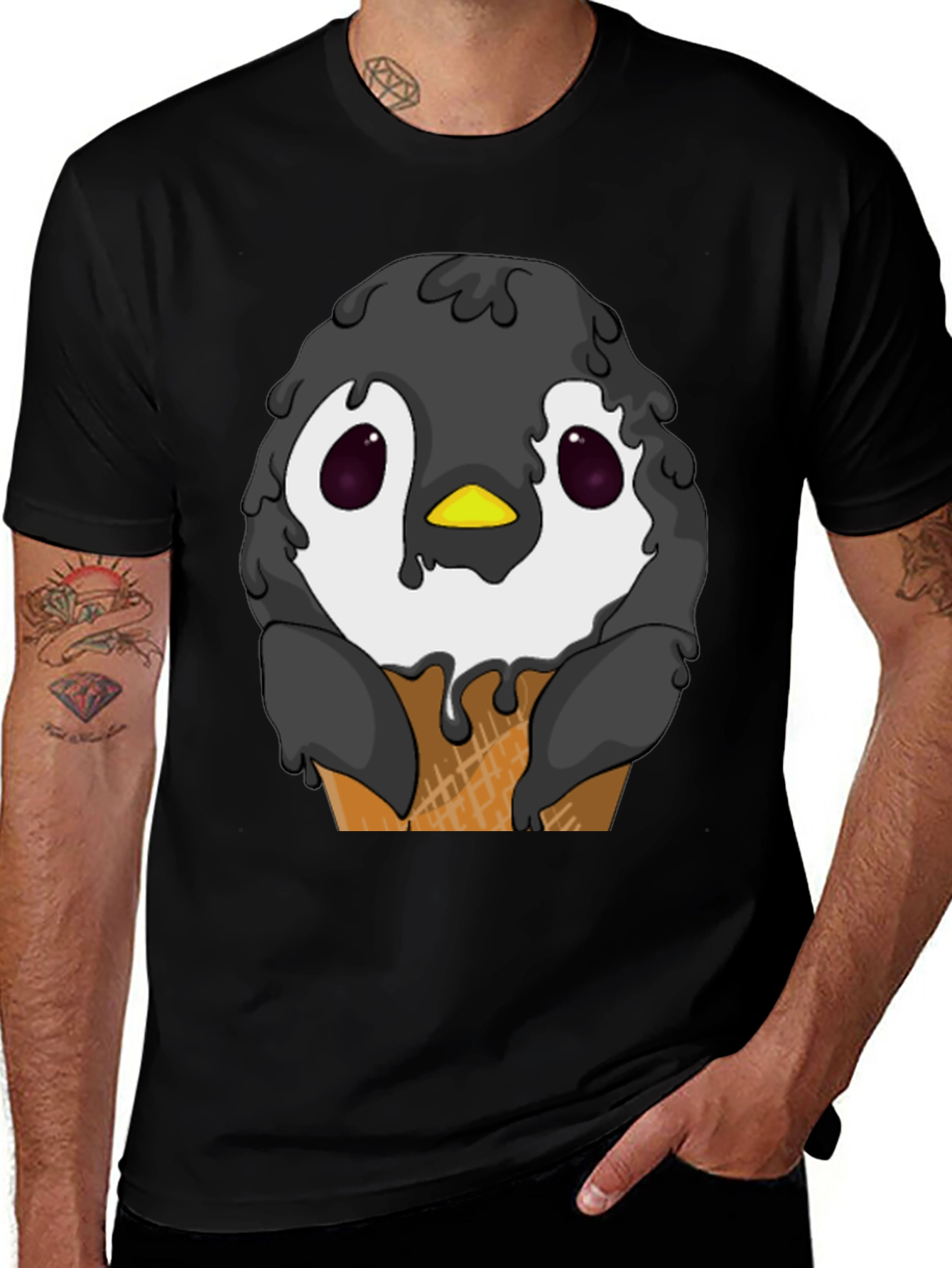 Penguin Ice Cream Cone Graphic T-Shirt