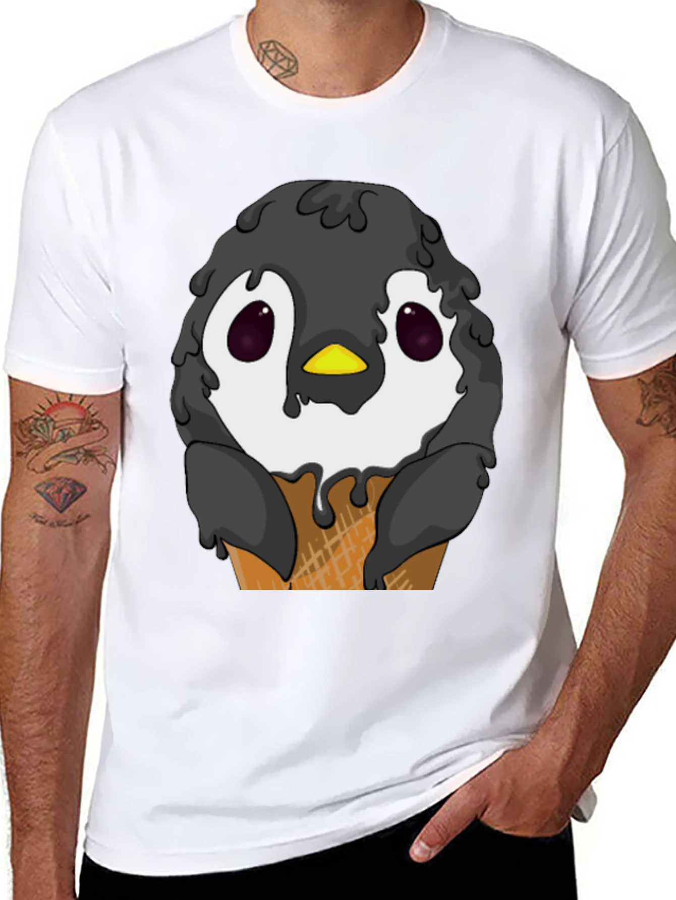 Penguin Ice Cream Cone Graphic T-Shirt
