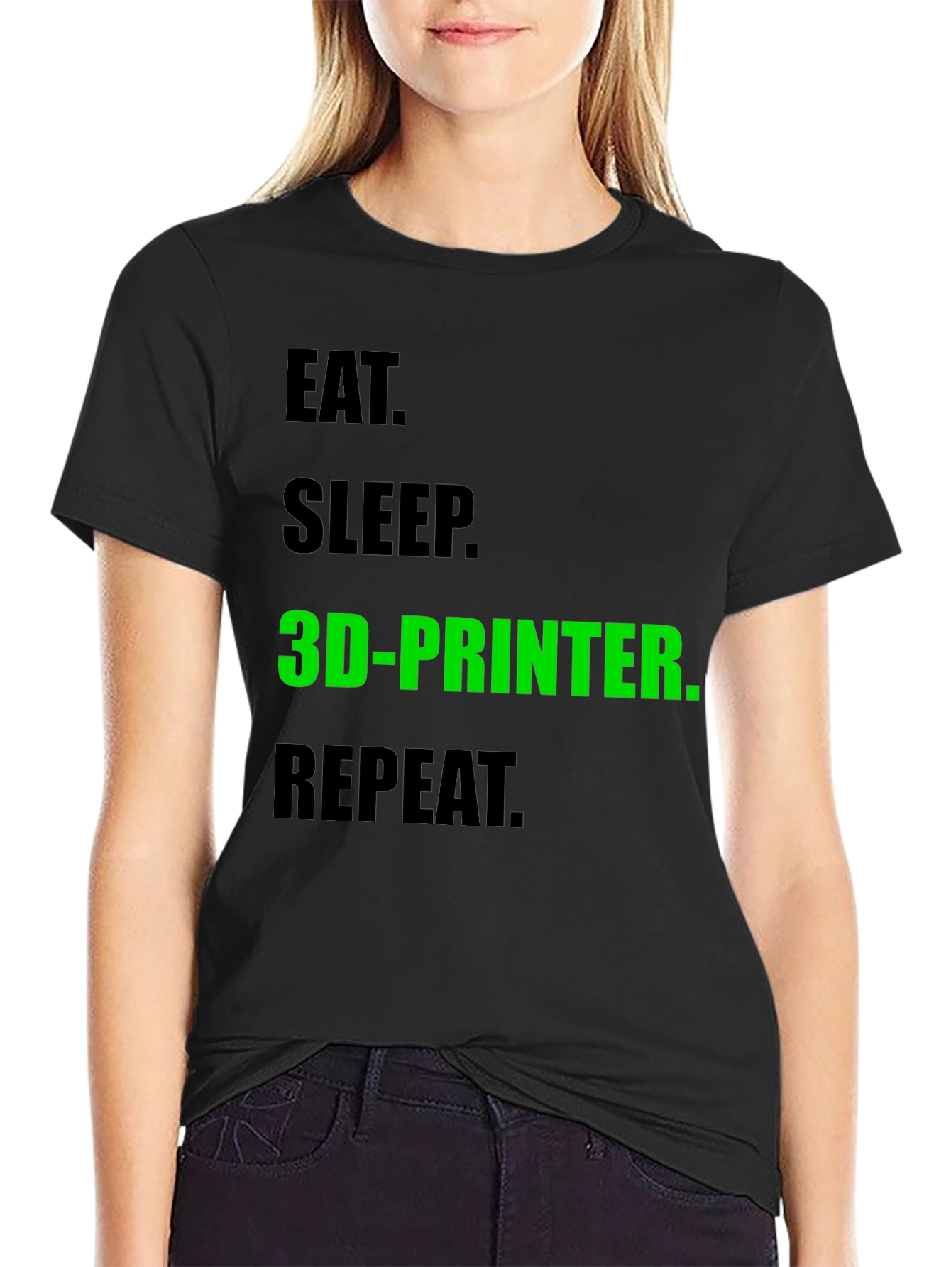 Eat Sleep 3D-Printer Repeat Black T-Shirt