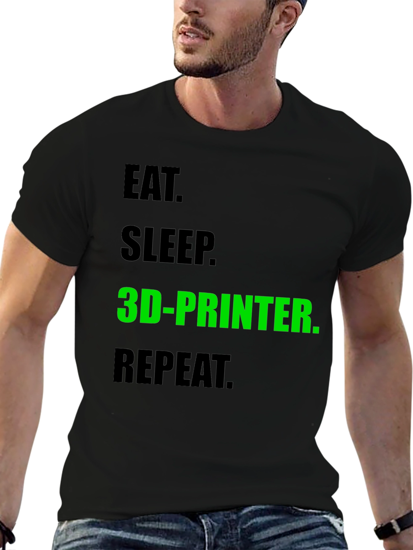 Eat Sleep 3D-Printer Repeat Black T-Shirt
