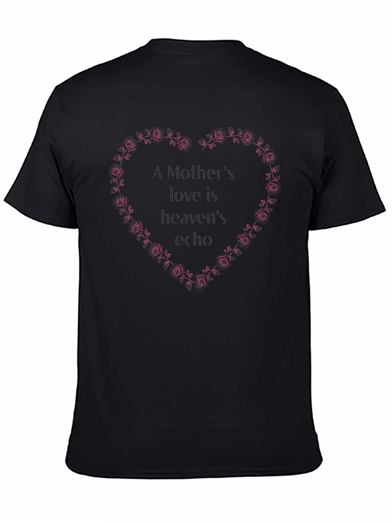 Mothers Love Rose Heart Black T-Shirt