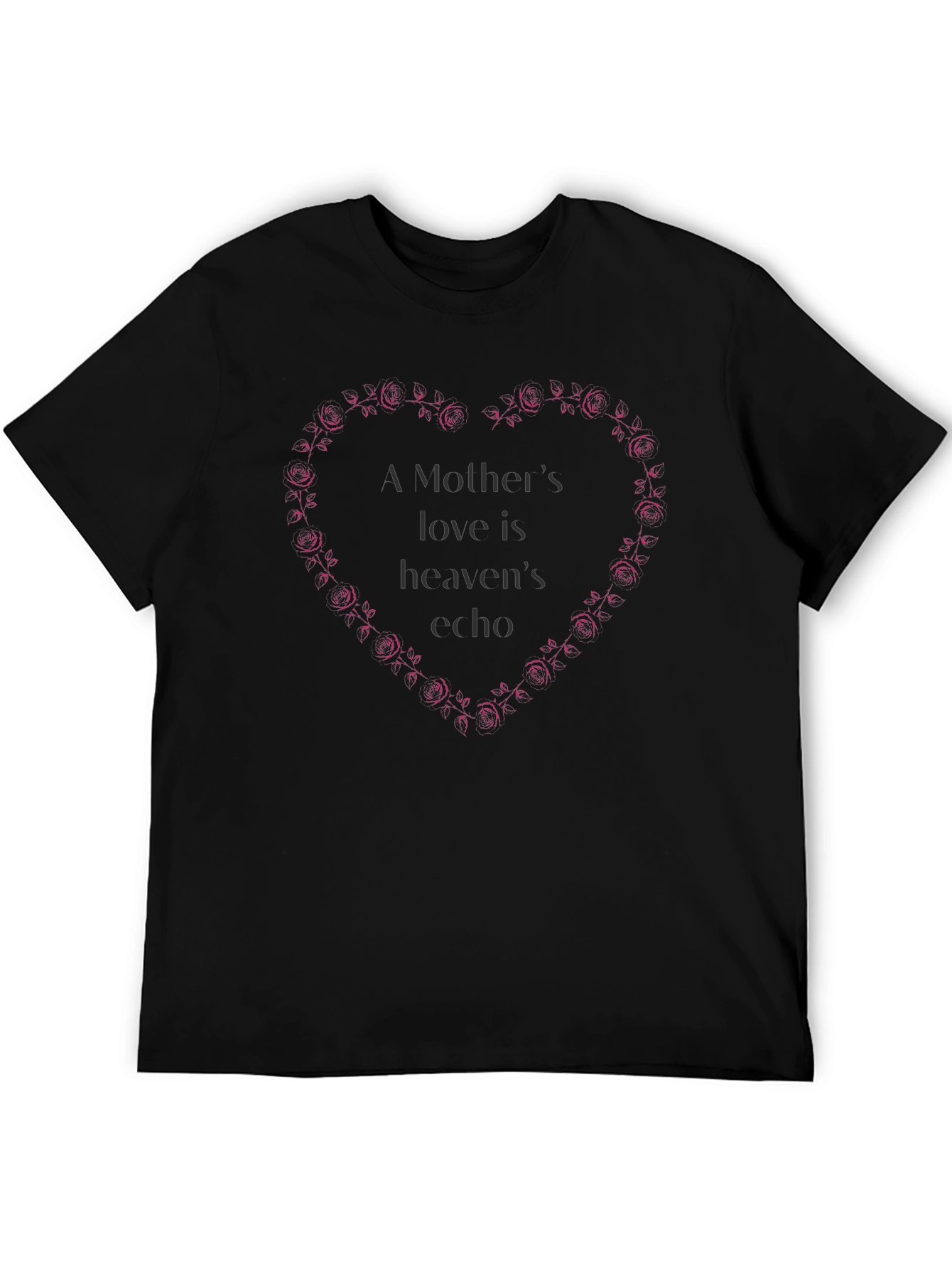 Mothers Love Rose Heart Black T-Shirt