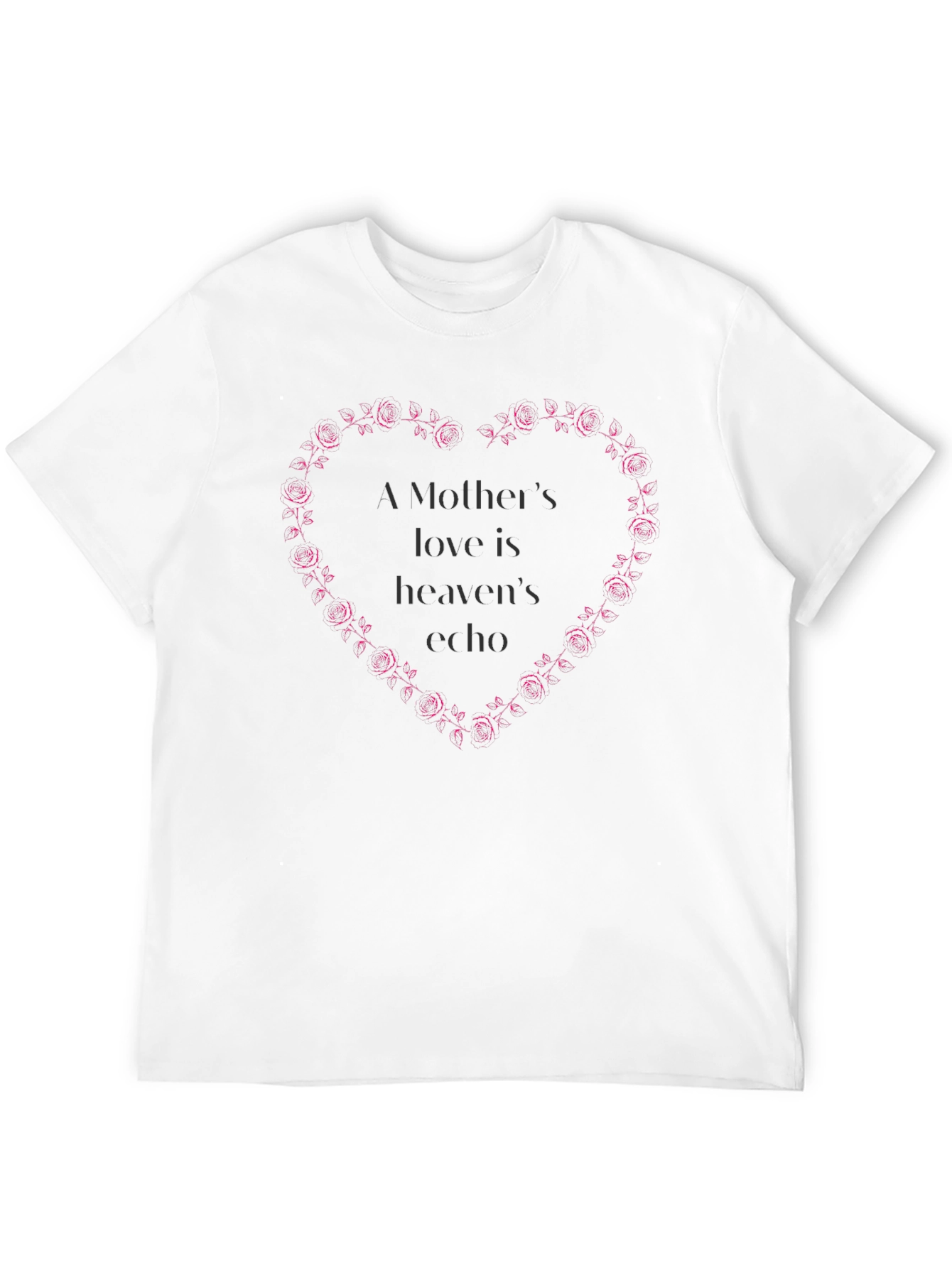 Mothers Love Rose Heart Black T-Shirt