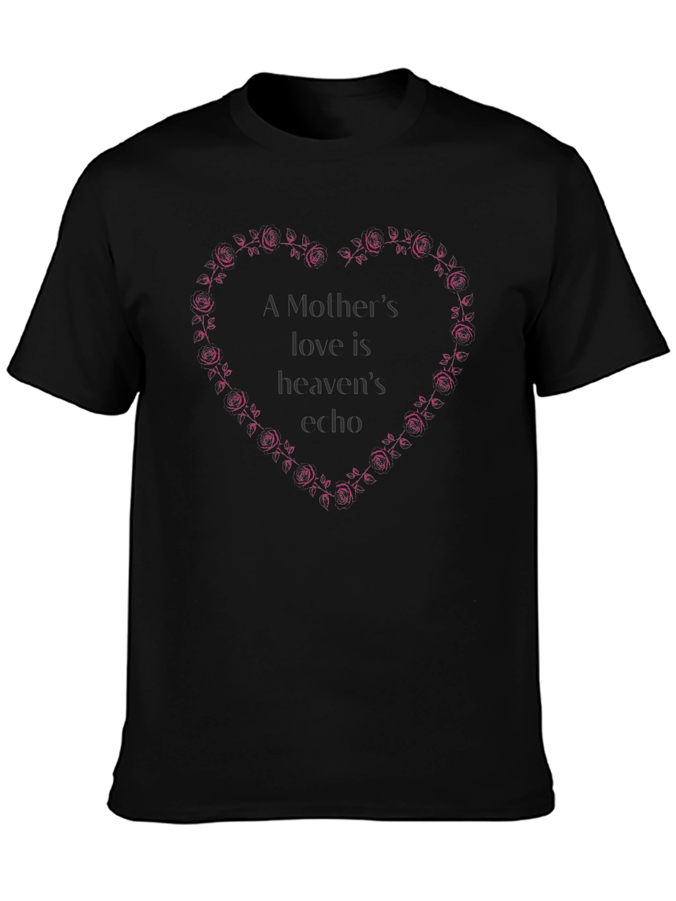 Mothers Love Rose Heart Black T-Shirt