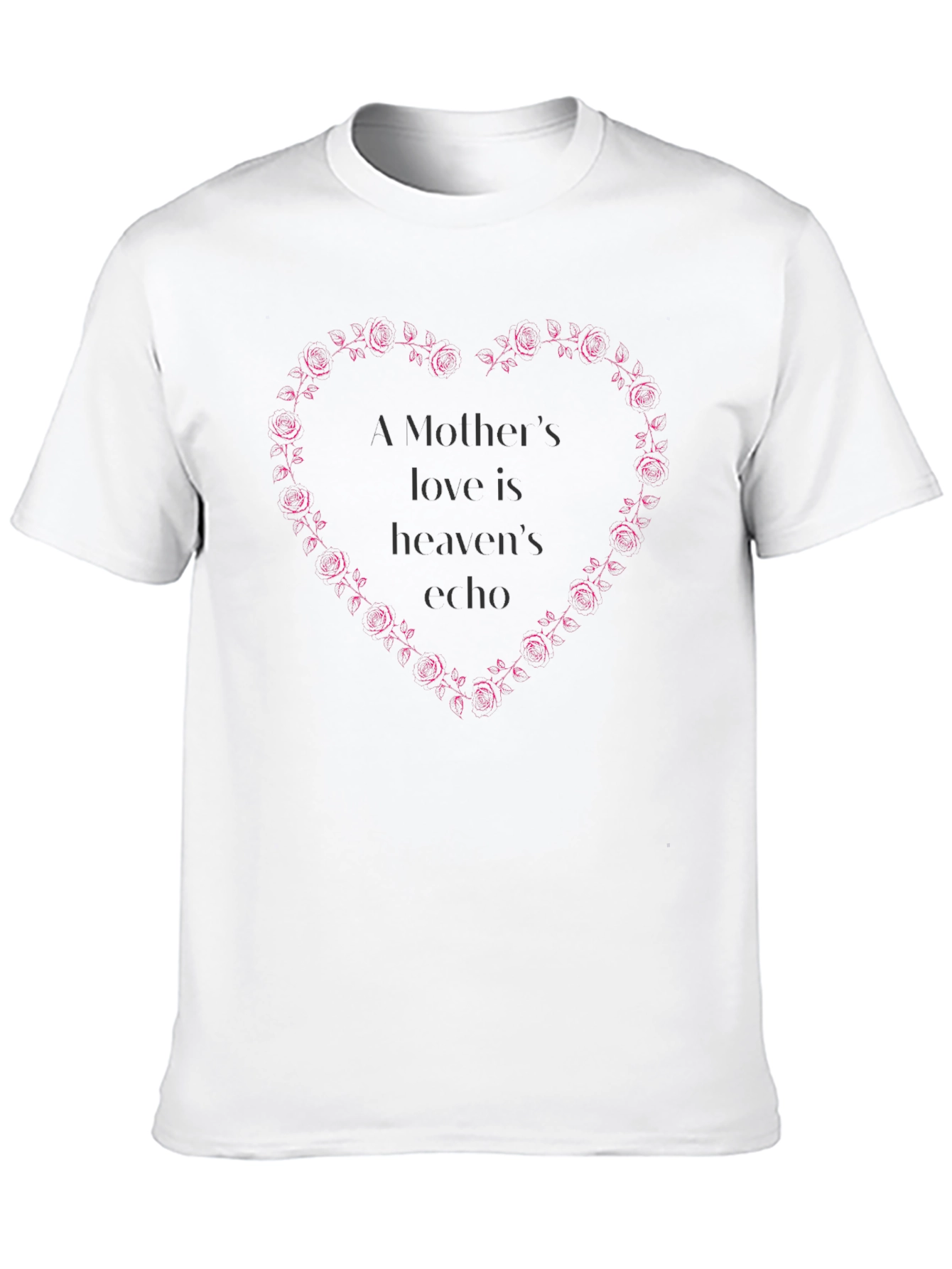 Mothers Love Rose Heart Black T-Shirt
