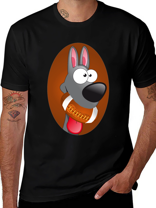 Funny Dog with Football Graphic Tee