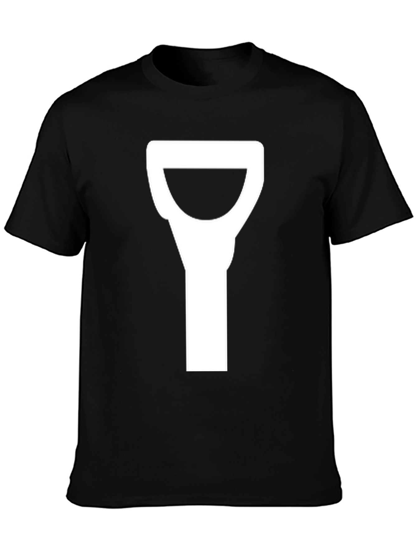 Novelty Black T-Shirt with Shovel Graphic