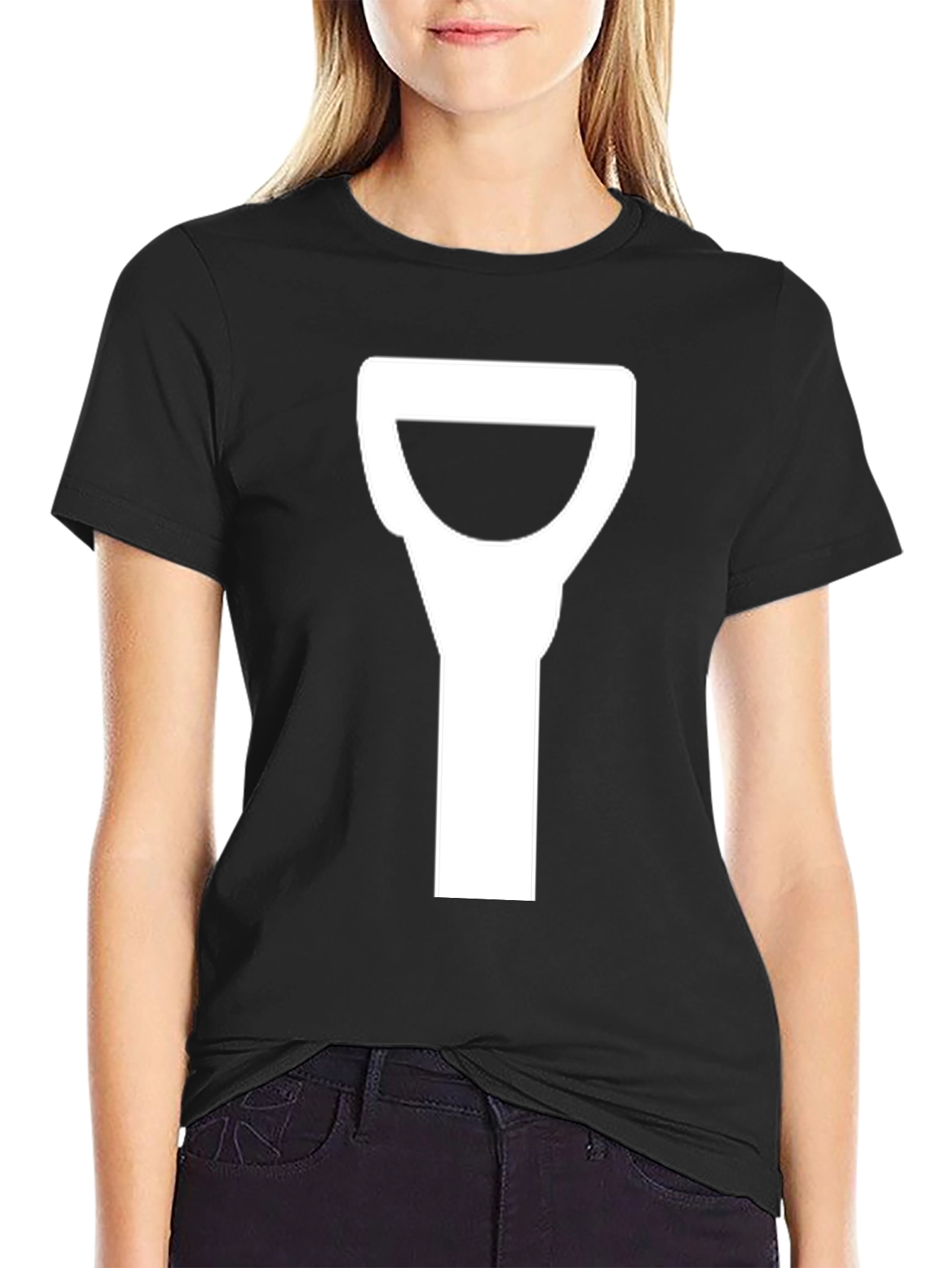 Novelty Black T-Shirt with Shovel Graphic
