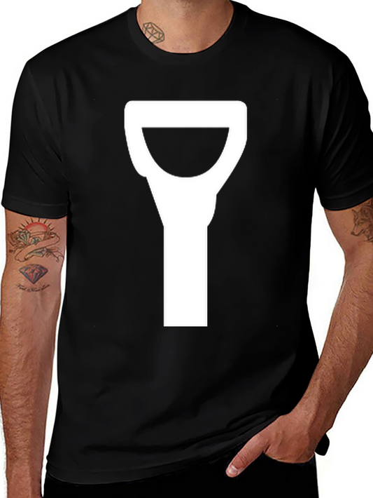 Novelty Black T-Shirt with Shovel Graphic