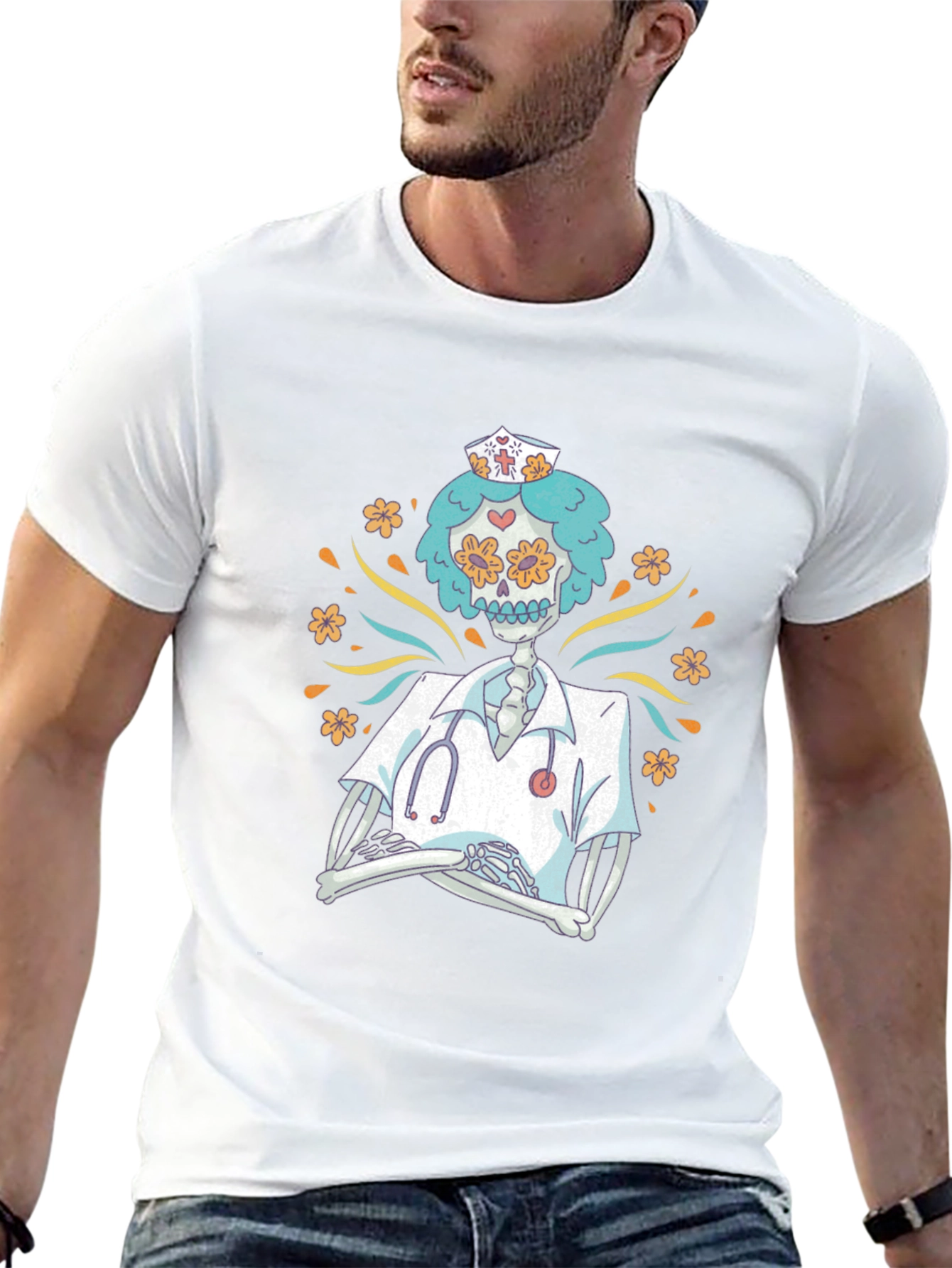 Day of the Dead Nurse Graphic Tee