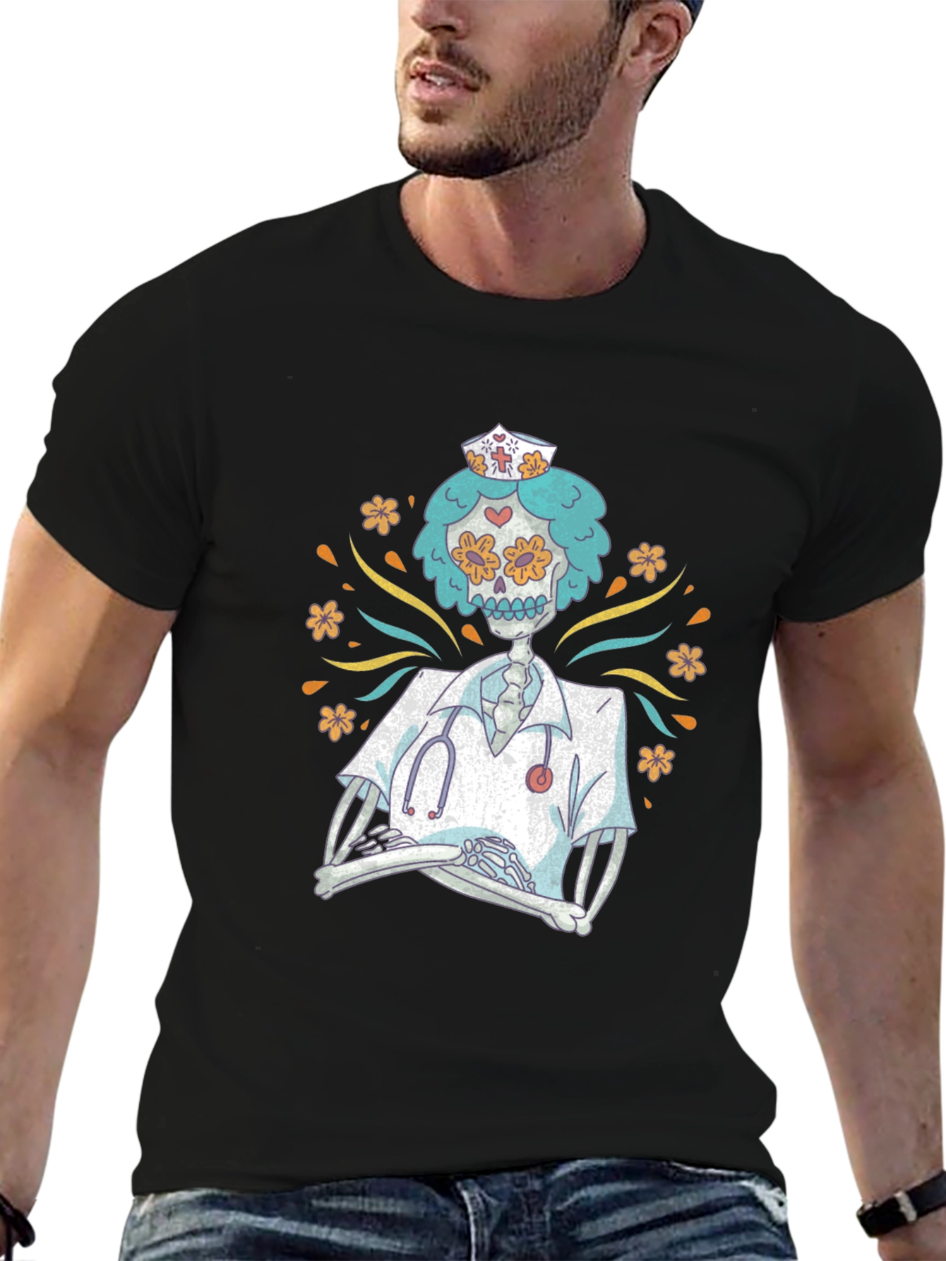 Day of the Dead Nurse Graphic Tee