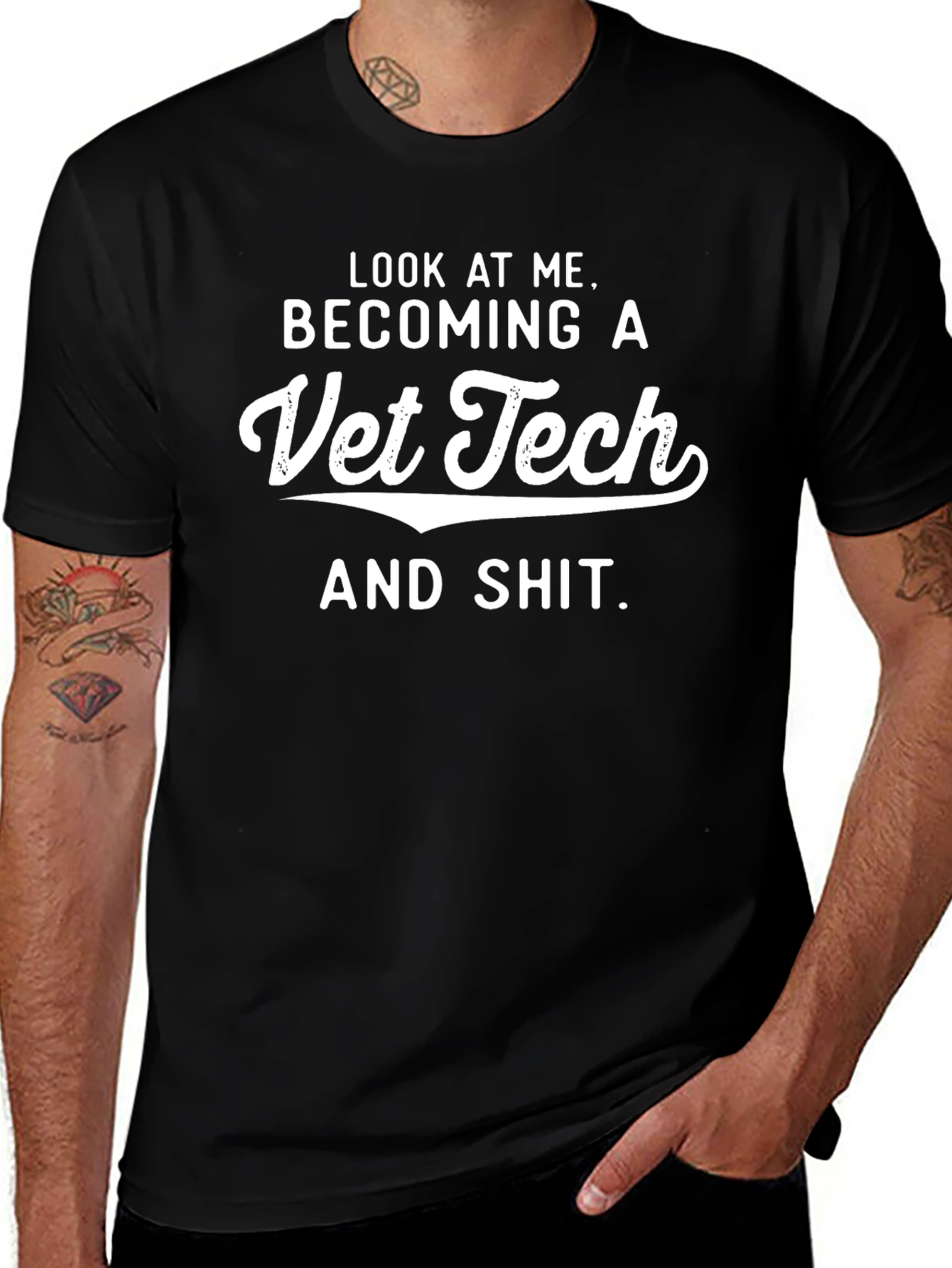 Vet Tech T-Shirt - Look At Me - Black