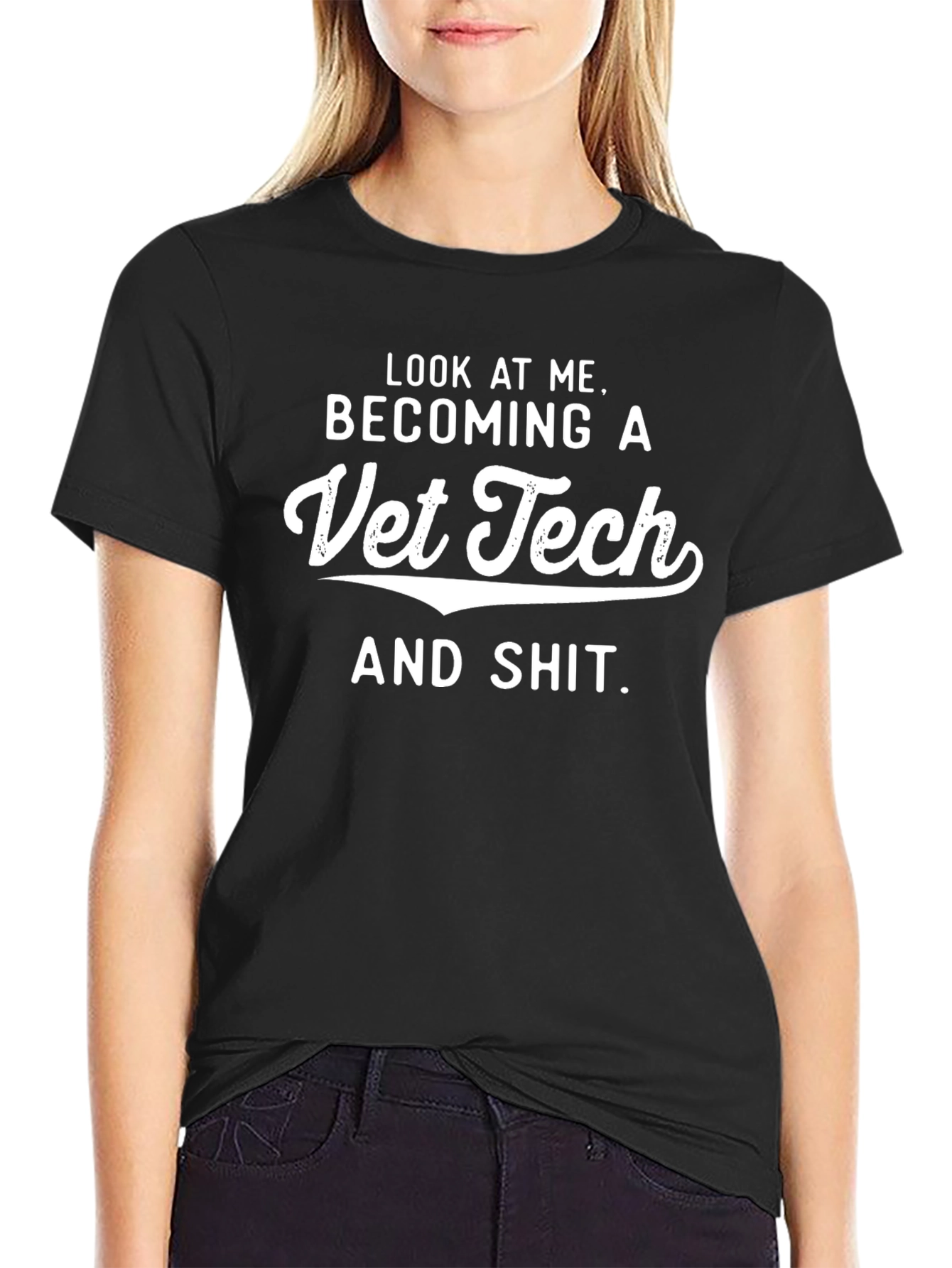 Vet Tech T-Shirt - Look At Me - Black