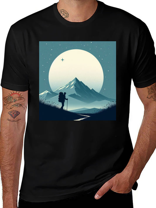 Mountain Hiker Graphic Tee - Black Cotton Blend