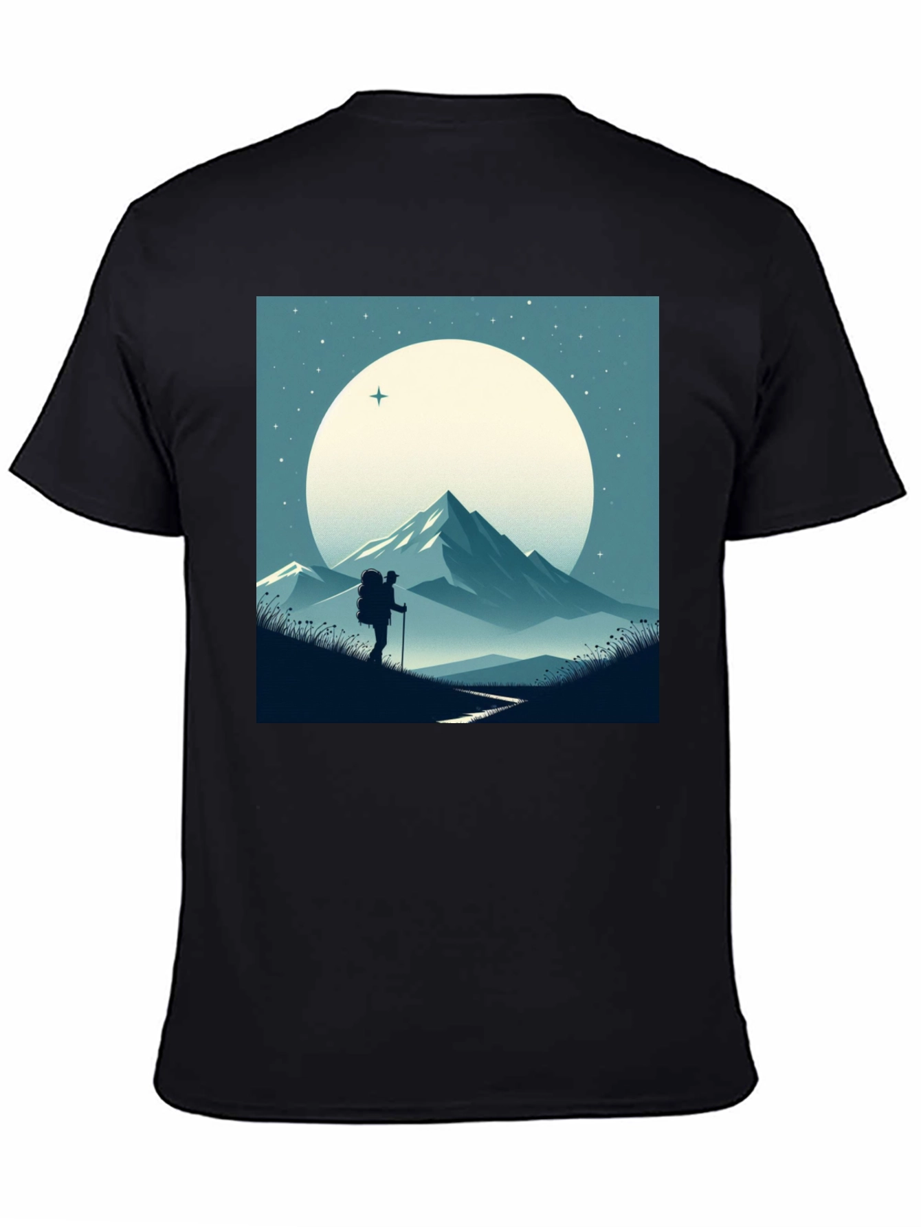 Mountain Hiker Graphic Tee - Black Cotton Blend