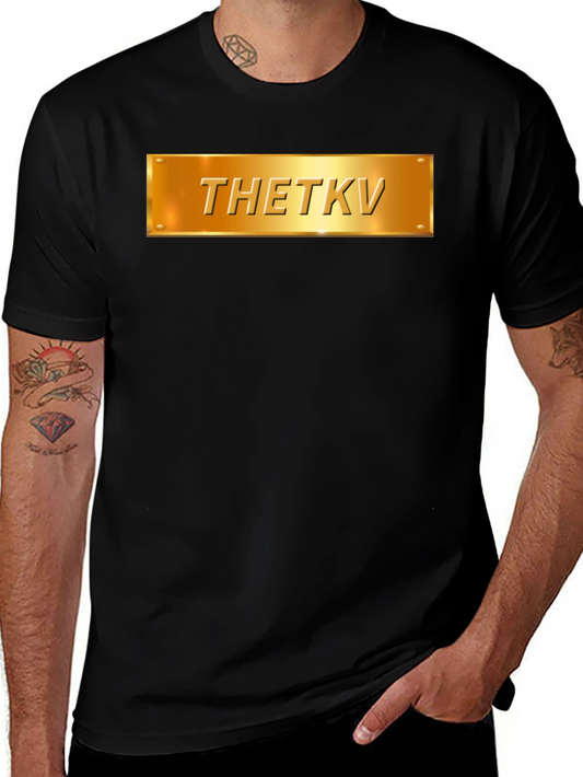 Thetkv Black Graphic Tee - Gold Plate Design