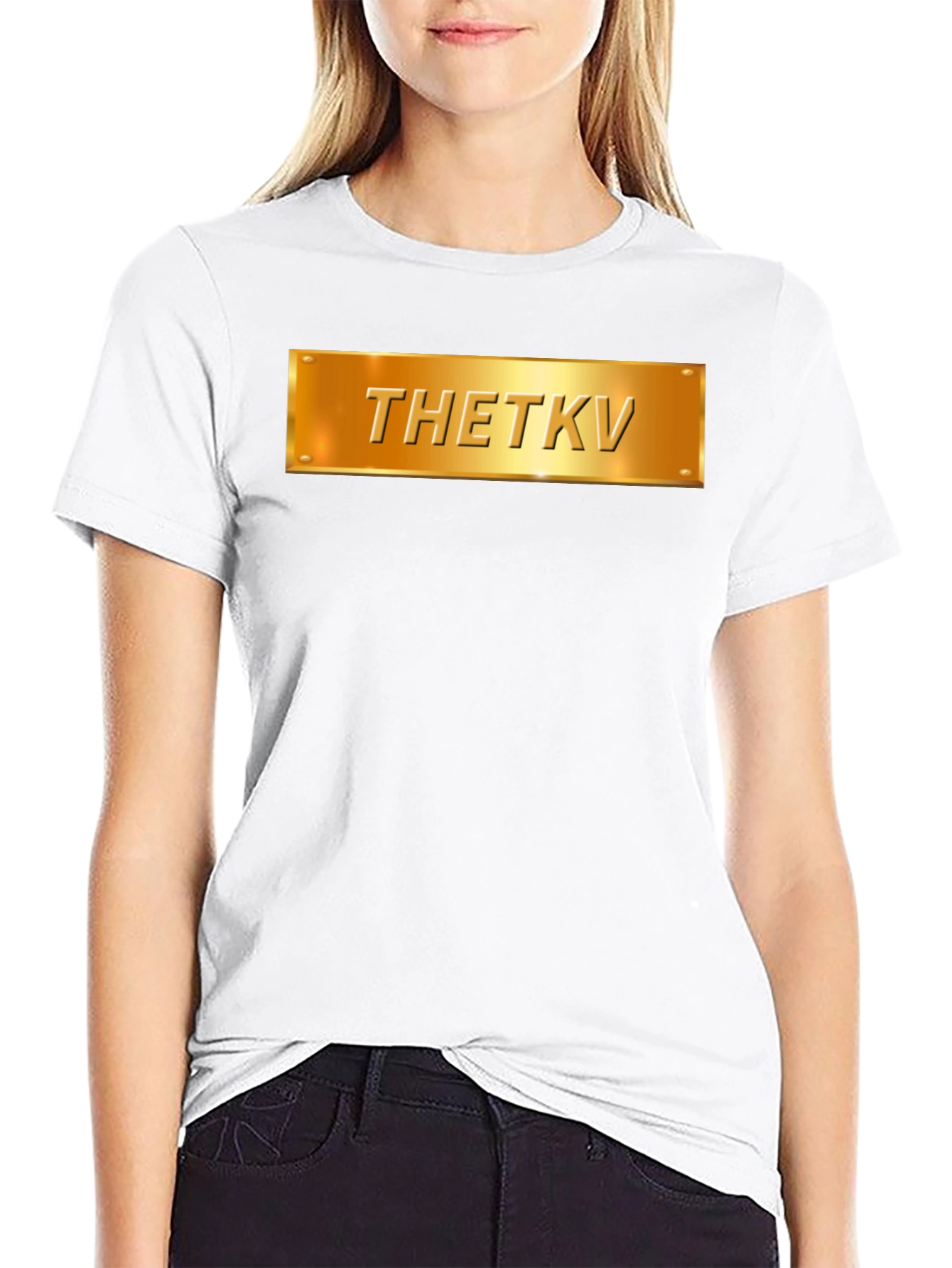 Thetkv Black Graphic Tee - Gold Plate Design