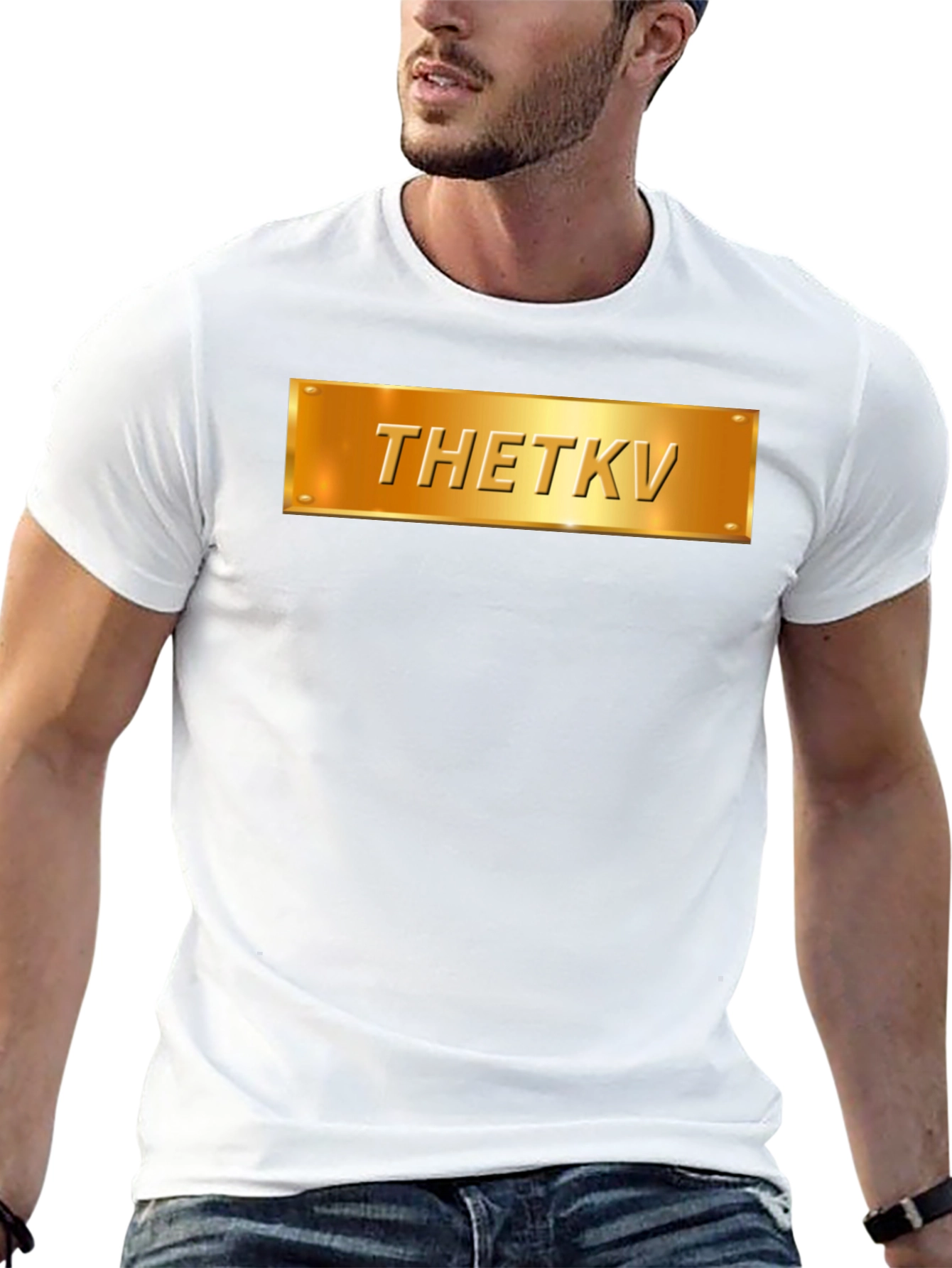 Thetkv Black Graphic Tee - Gold Plate Design