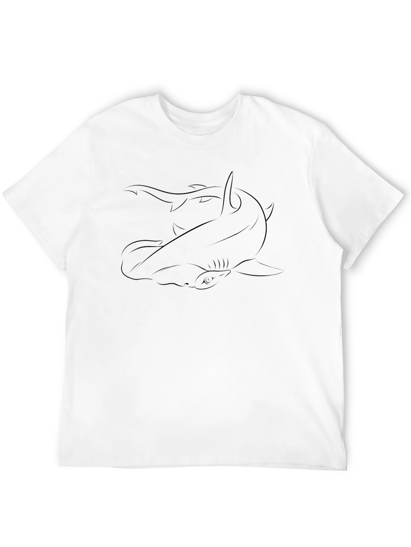 Shark Outline Graphic T-Shirt - Black