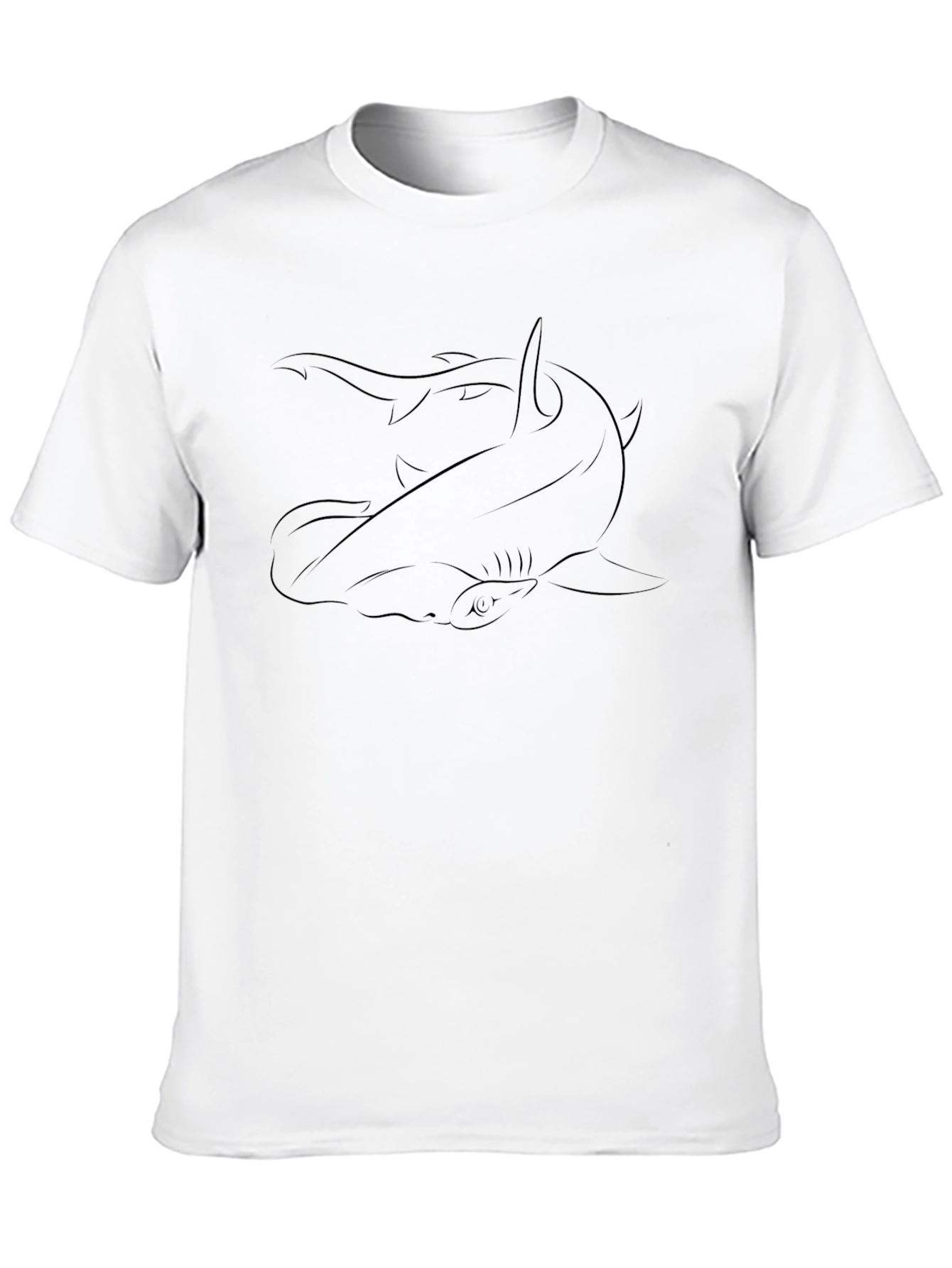 Shark Outline Graphic T-Shirt - Black