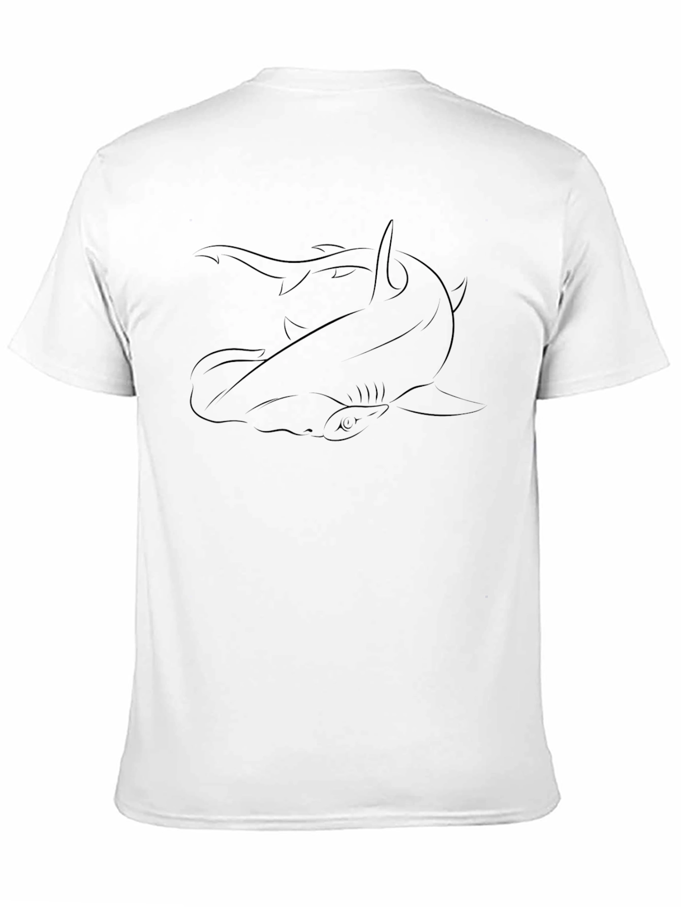 Shark Outline Graphic T-Shirt - Black