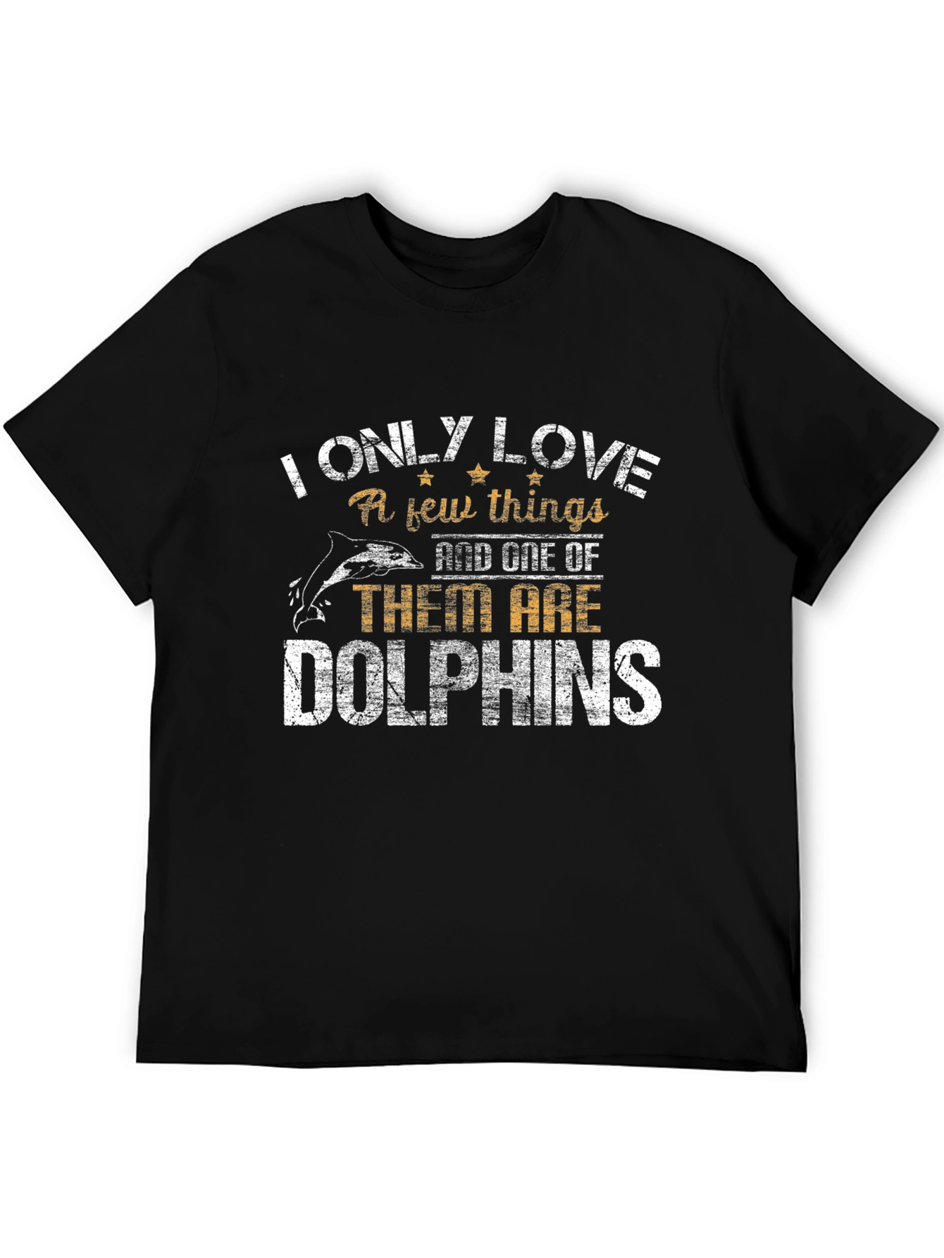 I Love Dolphins Black Graphic T-Shirt