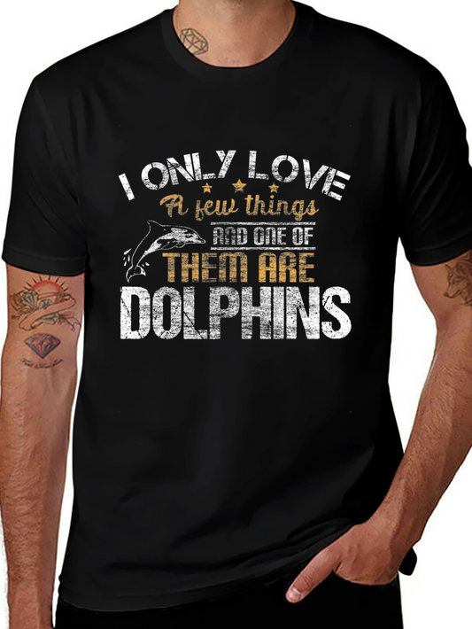 I Love Dolphins Black Graphic T-Shirt
