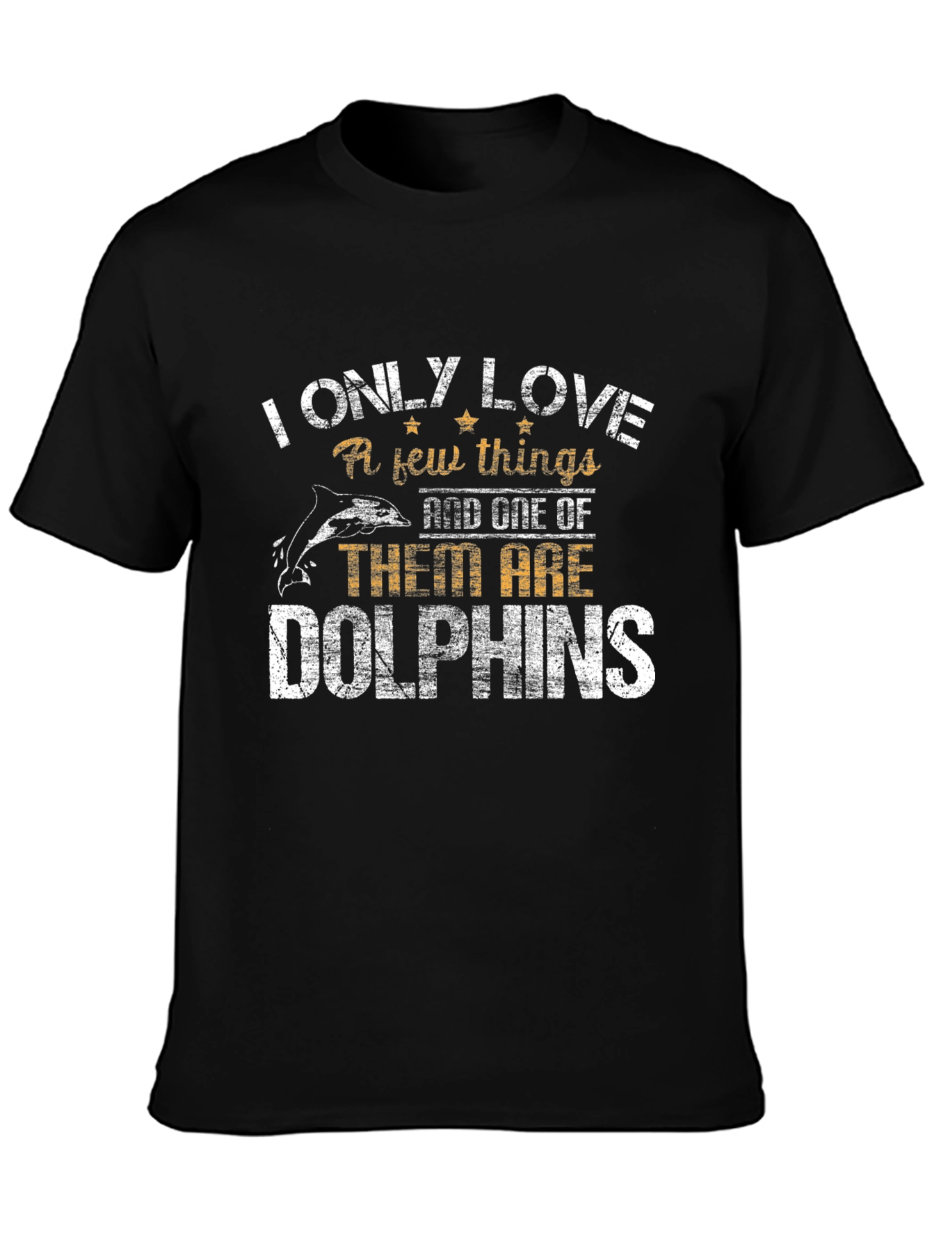 I Love Dolphins Black Graphic T-Shirt