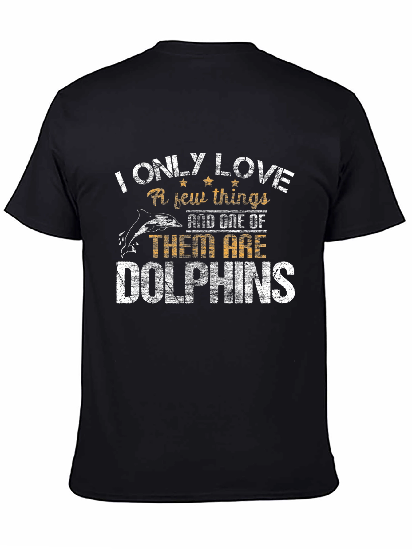 I Love Dolphins Black Graphic T-Shirt