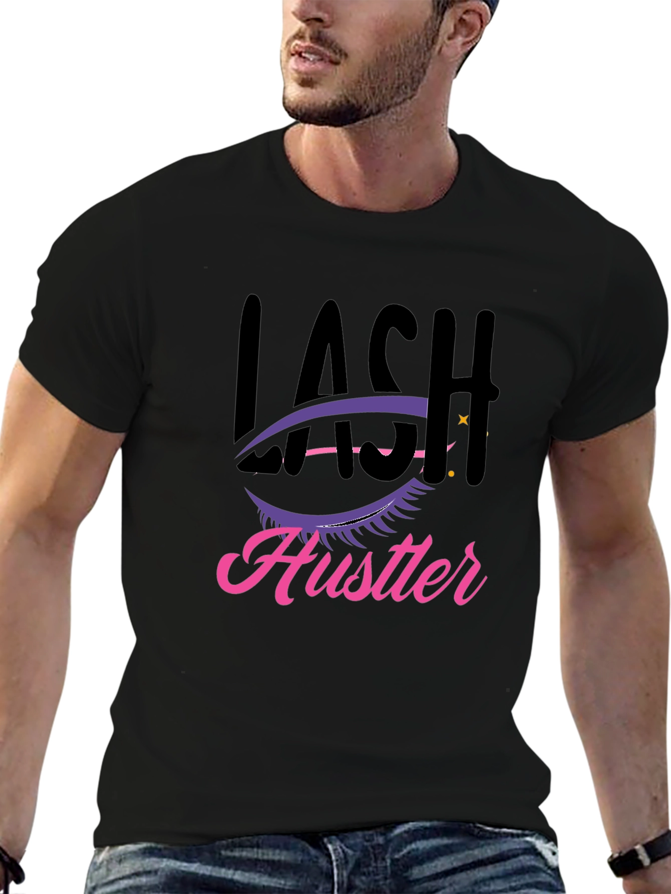 Lash Hustler Graphic Tee - Trendy Black T-Shirt