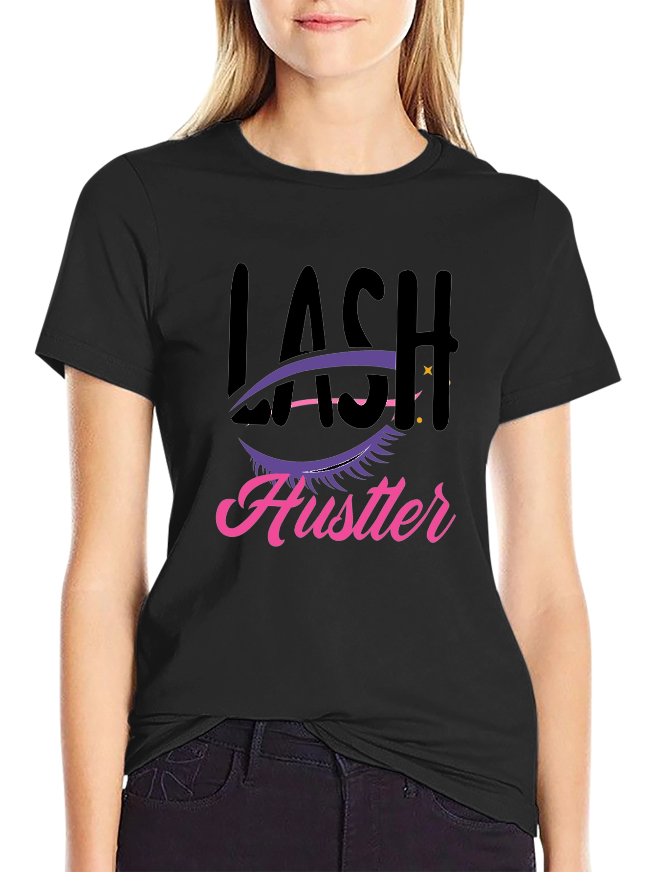 Lash Hustler Graphic Tee - Trendy Black T-Shirt