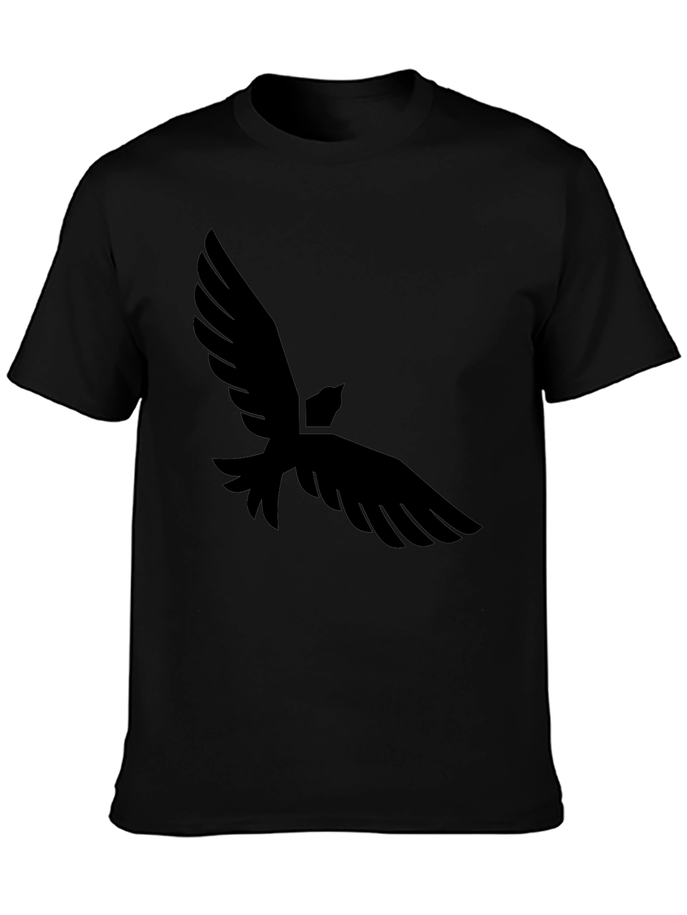 Mens Black T-Shirt with Bird Graphic Print